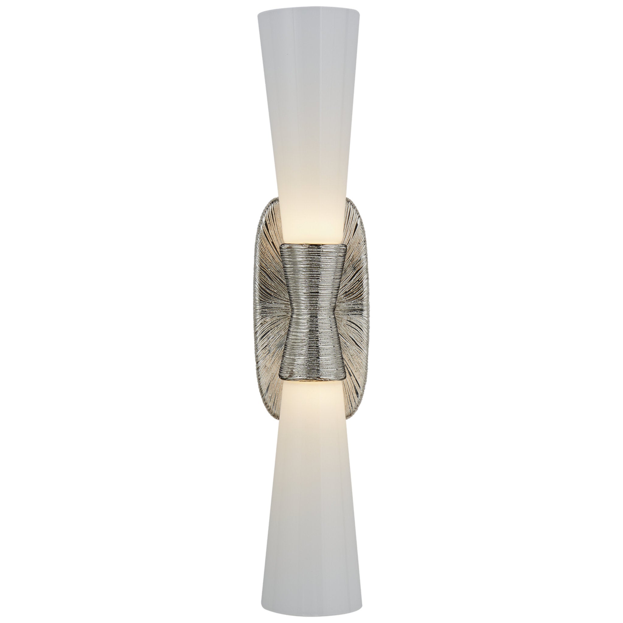 Kelly Wearstler Utopia Large Double Bath Sconce in Polished Nickel with White Glass