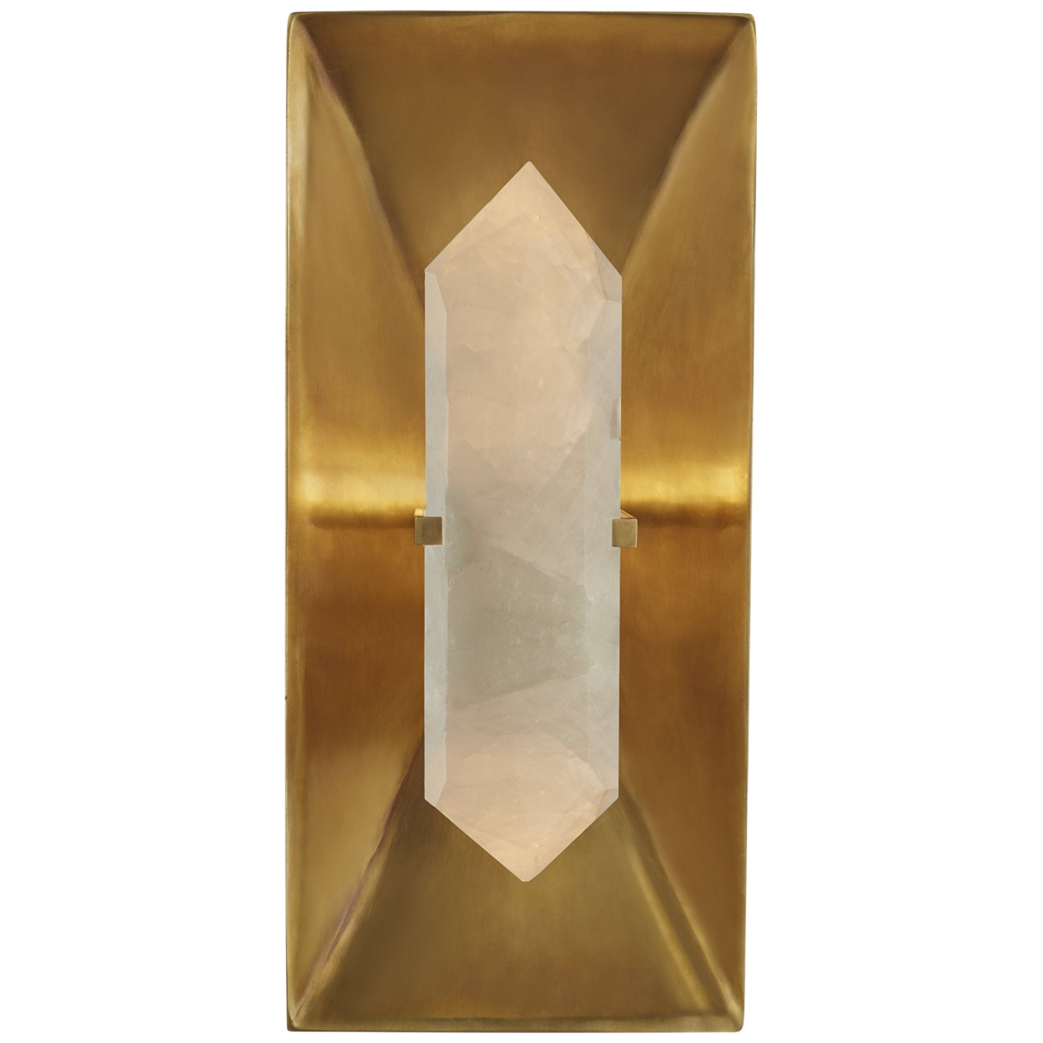 Kelly Wearstler Halcyon Rectangle Sconce in Antique-Burnished Brass and Quartz Wall Light W6.25" x H14"