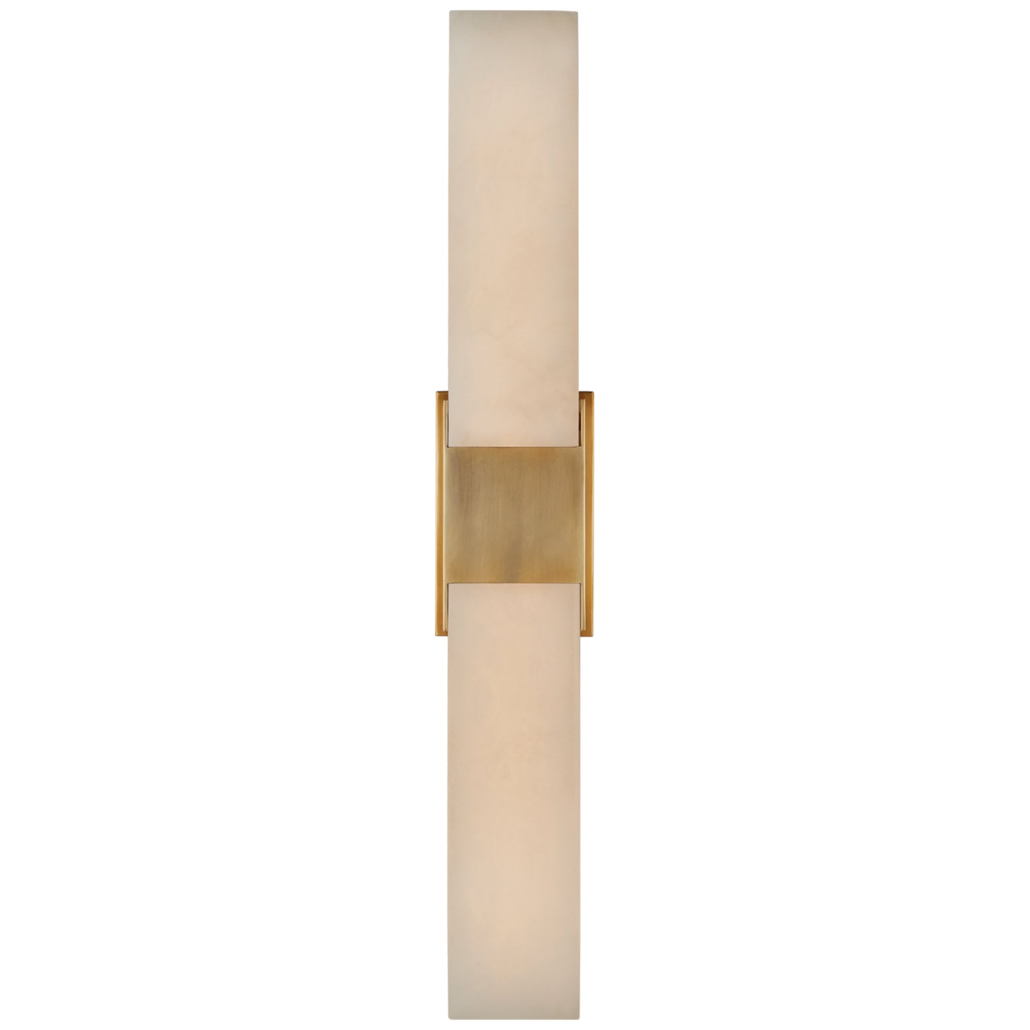 Kelly Wearstler Covet Double Box Sconce in Antique-Burnished Brass with Alabaster Wall Light W4.25" x H26"