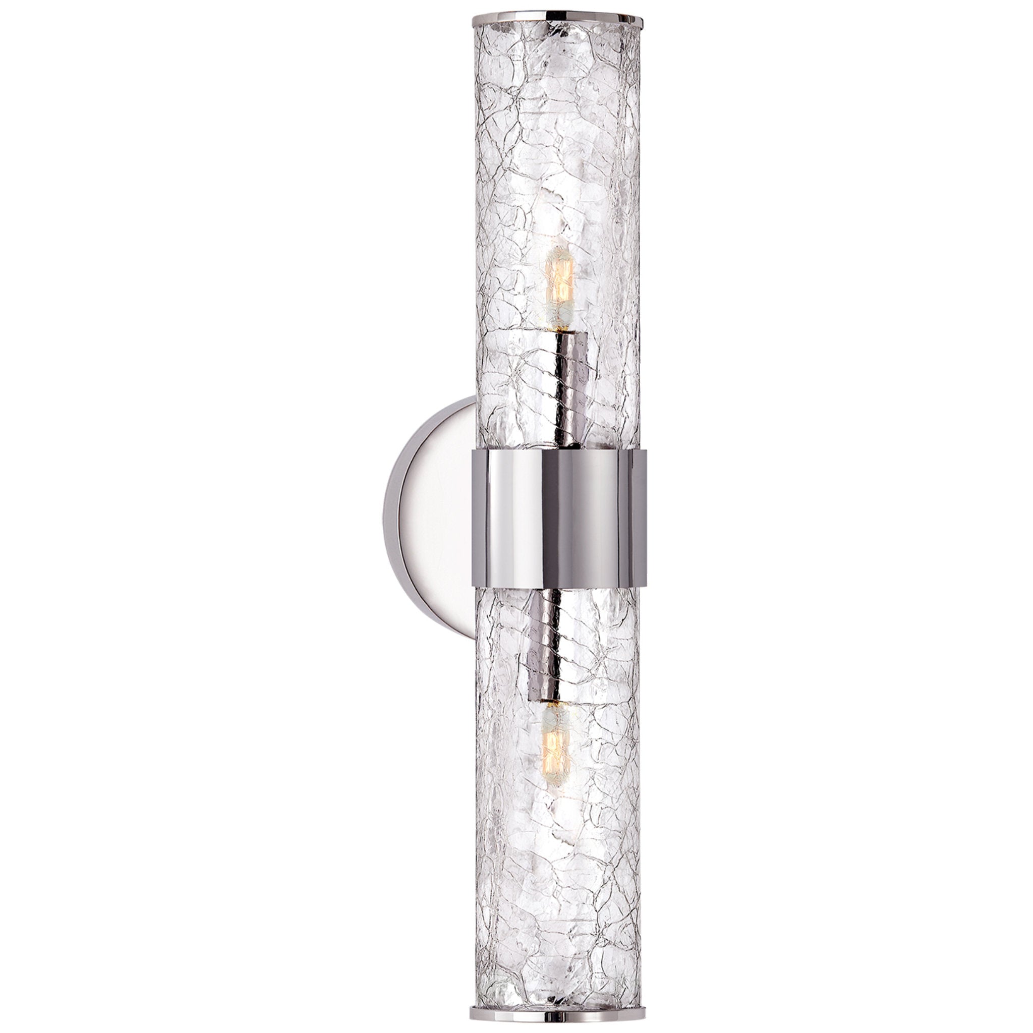 Kelly Wearstler Liaison Medium Sconce in Polished Nickel with Crackle Glass Wall Light W5.25" x H22"
