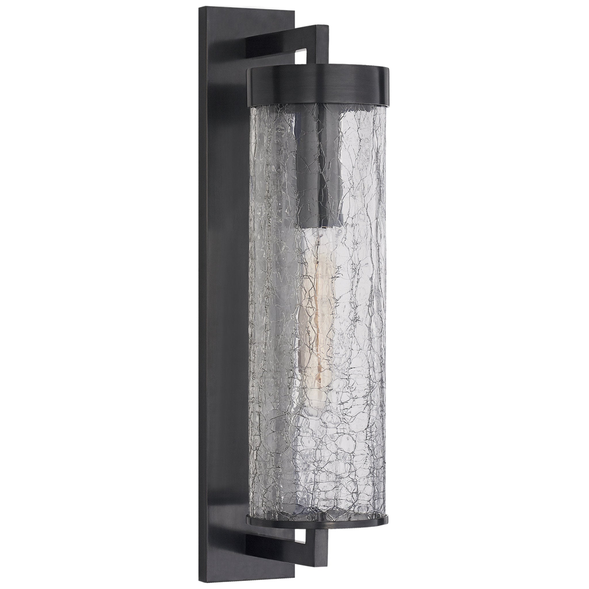 Kelly Wearstler Liaison Large Bracketed Wall Sconce in Bronze with Crackle Glass Outdoor Lighting W4.75" x H20"