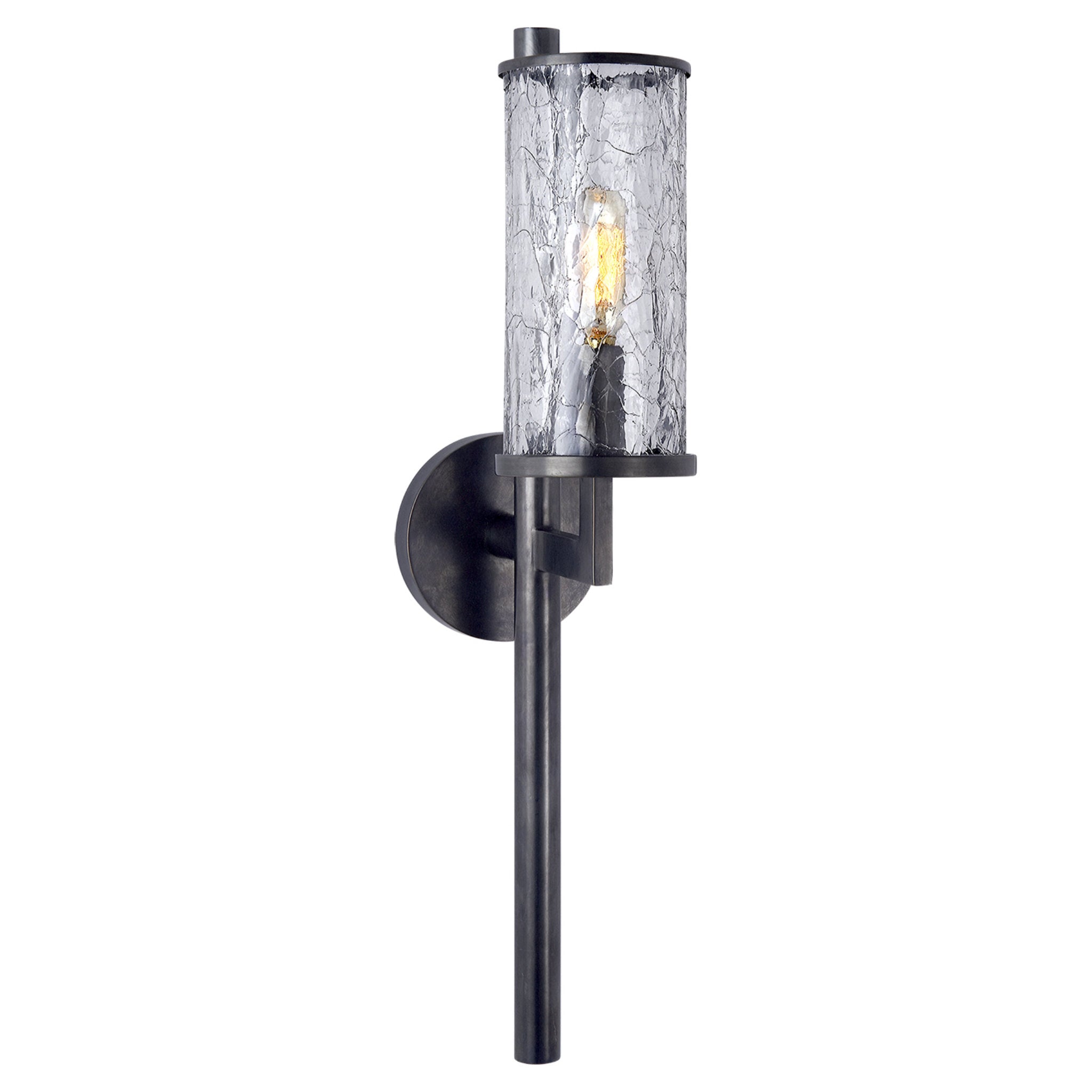 Kelly Wearstler Liaison Single Sconce in Bronze with Crackle Glass Wall Light W4" x H19"