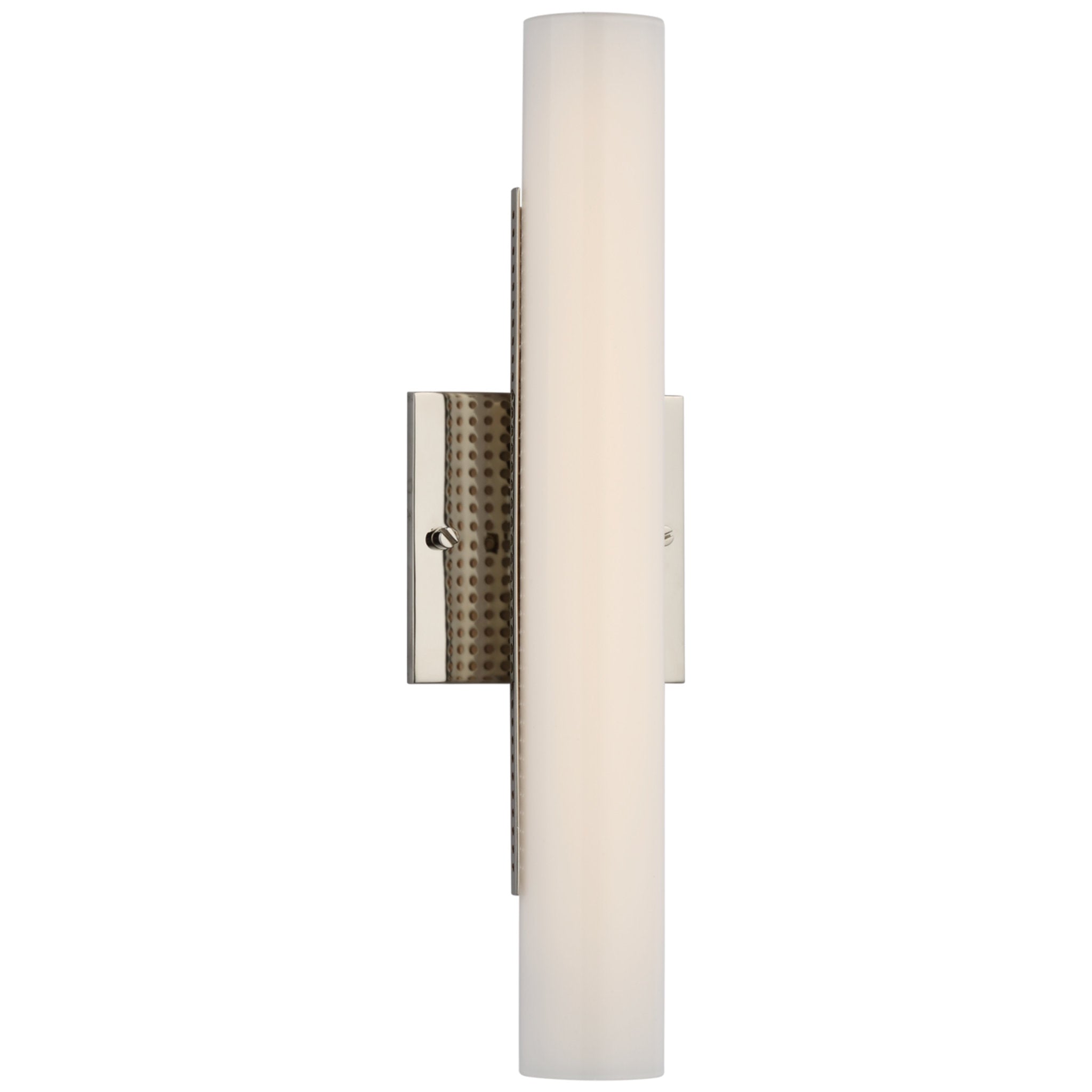 Kelly Wearstler Precision 15" Bath Light in Polished Nickel with White Glass Wall Light W4.25" x H15"