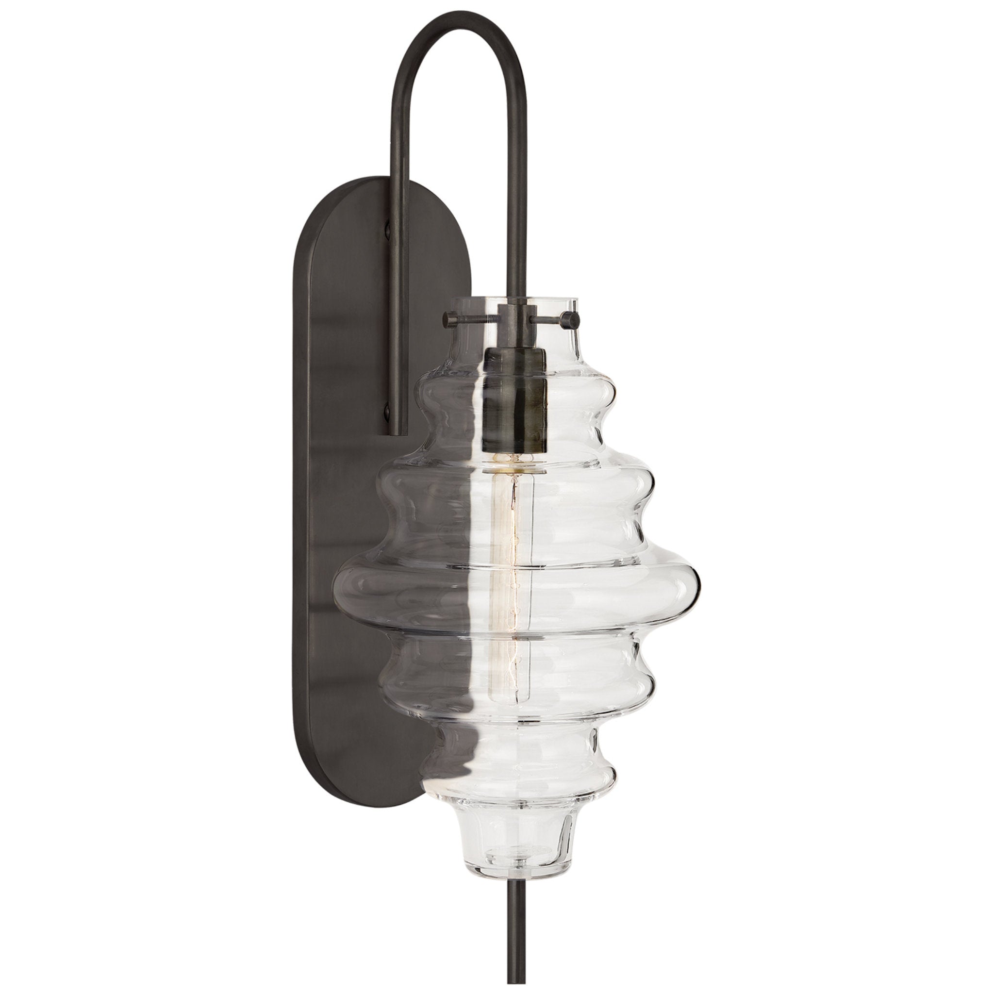 Kelly Wearstler Tableau Large Sconce in Bronze with Clear Glass Wall Light W6.75" x H17.5"