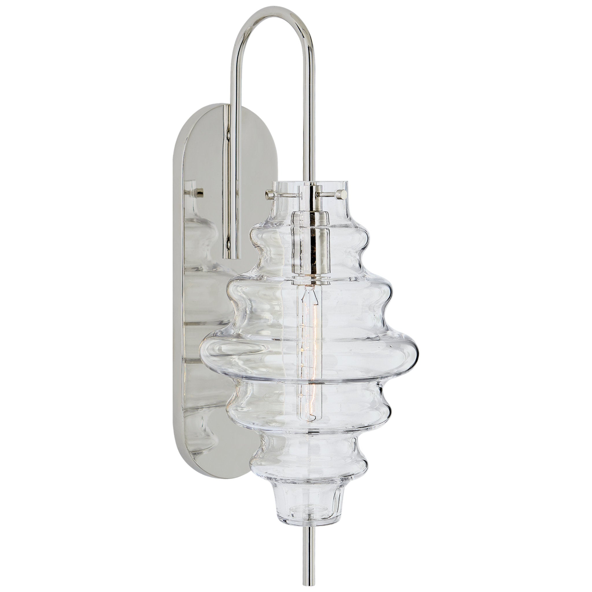 Kelly Wearstler Tableau Large Sconce in Polished Nickel with Clear Glass Wall Light W6.75" x H17.5"
