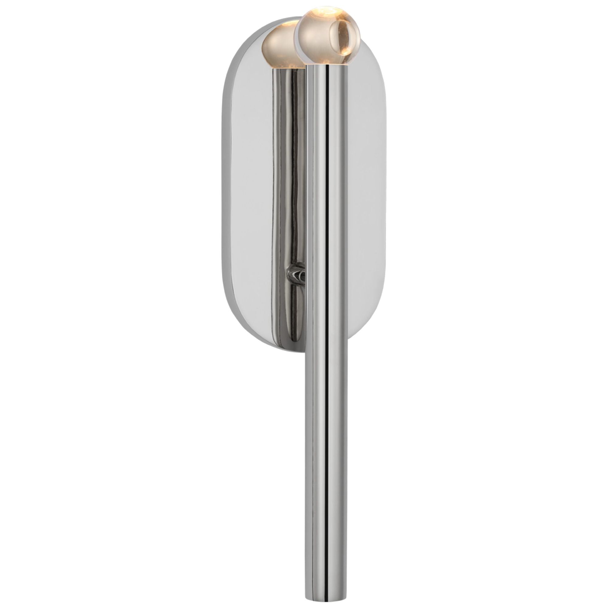 Kelly Wearstler Rousseau Medium Bath Sconce in Polished Nickel with Clear Glass Orb Wall Light W4.25" x H15.5"