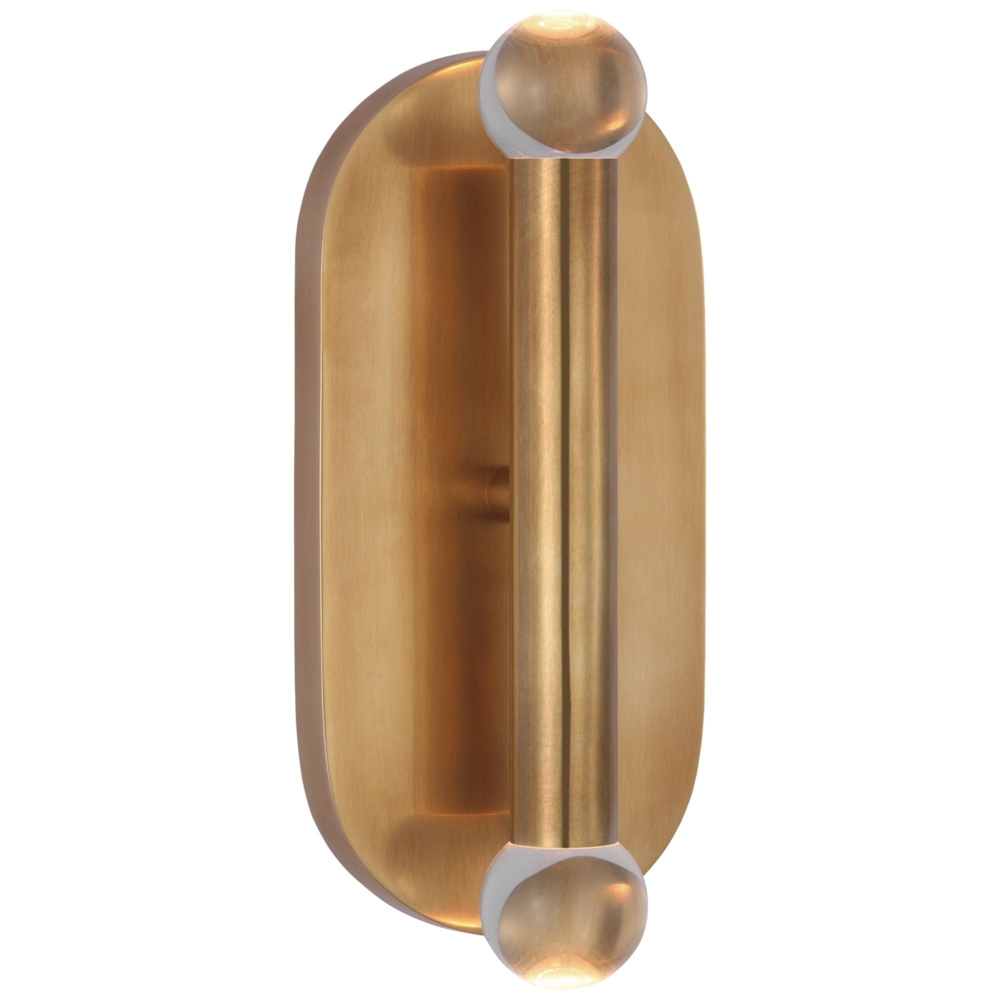Kelly Wearstler Rousseau Medium Vanity Sconce in Antique-Burnished Brass with Clear Glass Orb Wall Light W4.25" x H10.25"