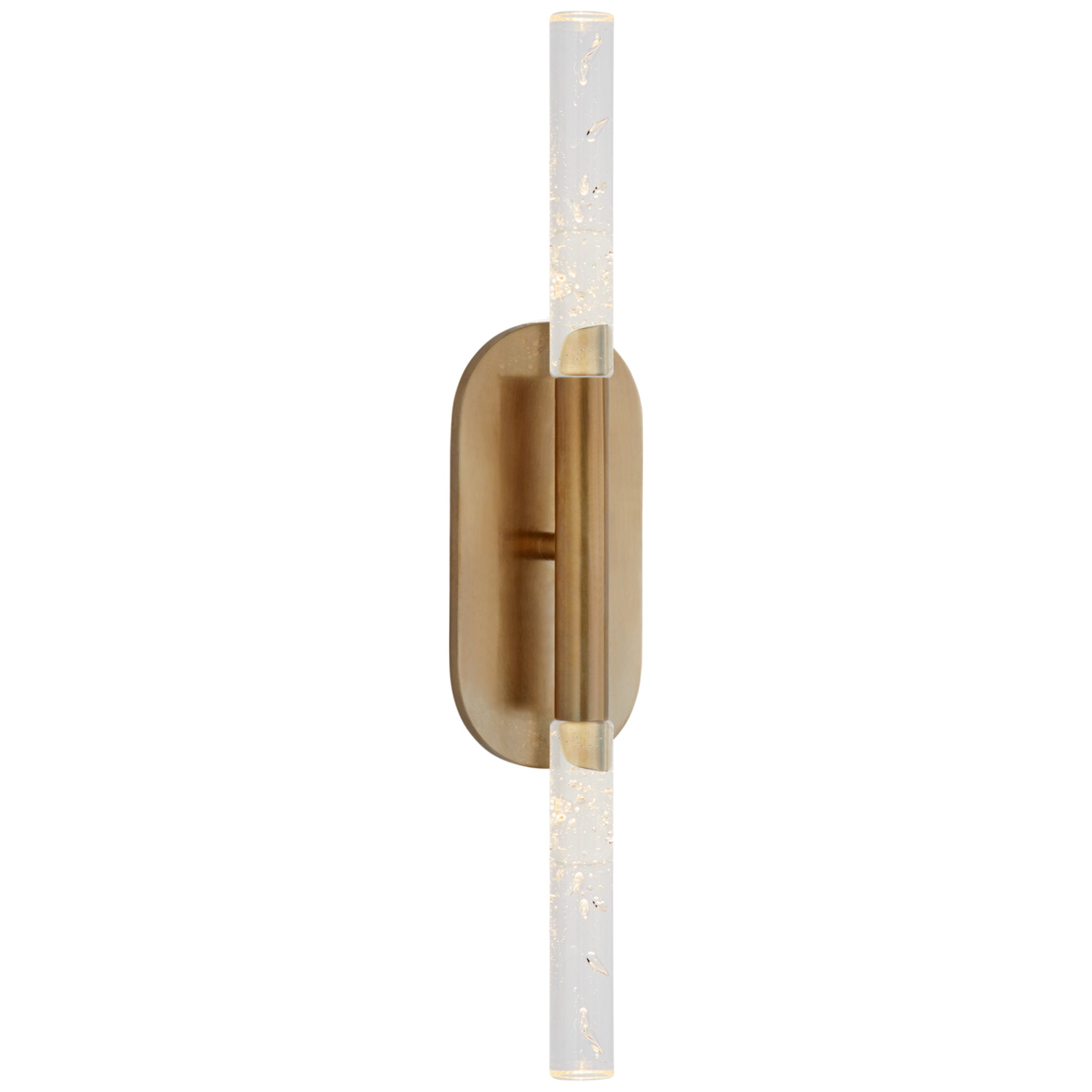 Kelly Wearstler Rousseau Medium Vanity Sconce in Antique-Burnished Brass with Seeded Glass Wall Light W4.25" x H22"