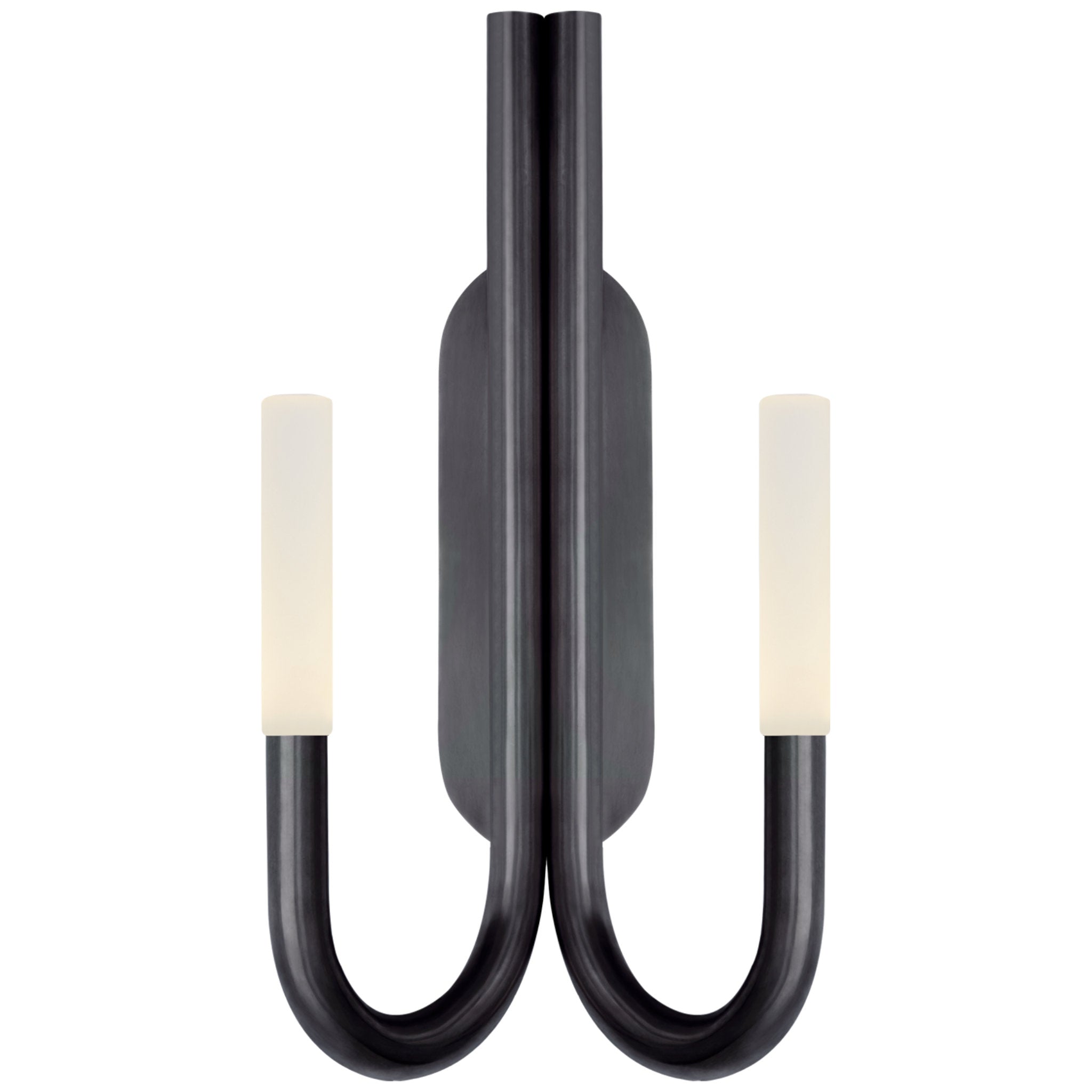 Kelly Wearstler Rousseau Double Wall Sconce in Bronze with Etched Crystal Wall Light W10" x H20.25"