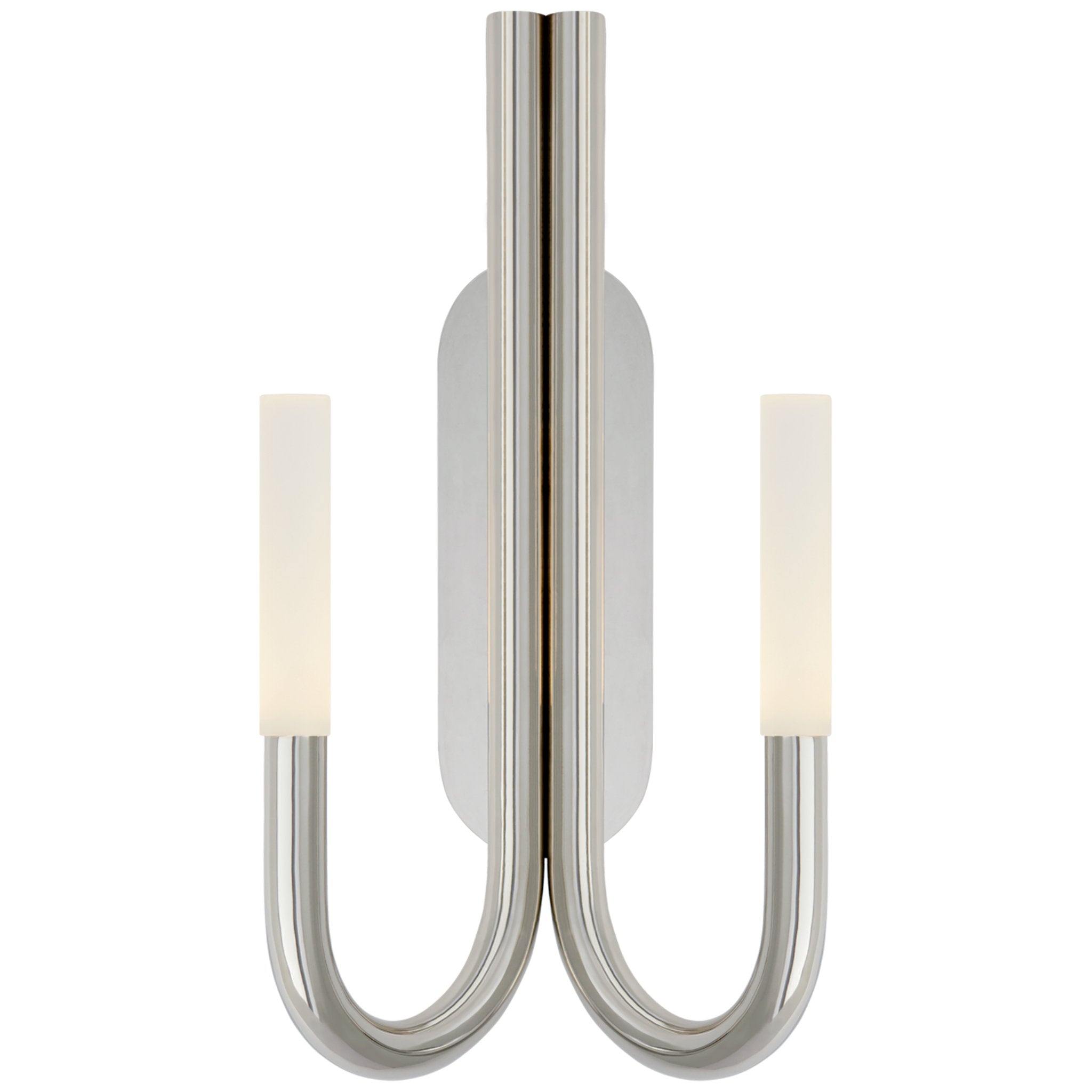 Kelly Wearstler Rousseau Double Wall Sconce in Polished Nickel with Etched Crystal Wall Light W10" x H20.25"