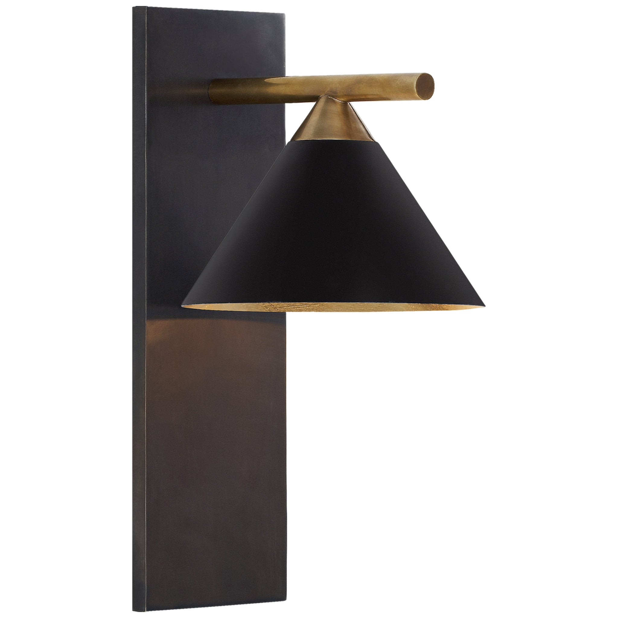 Kelly Wearstler Cleo Sconce in Bronze and Antique-Burnished Brass with Black Shade Wall Light W7" x H14"