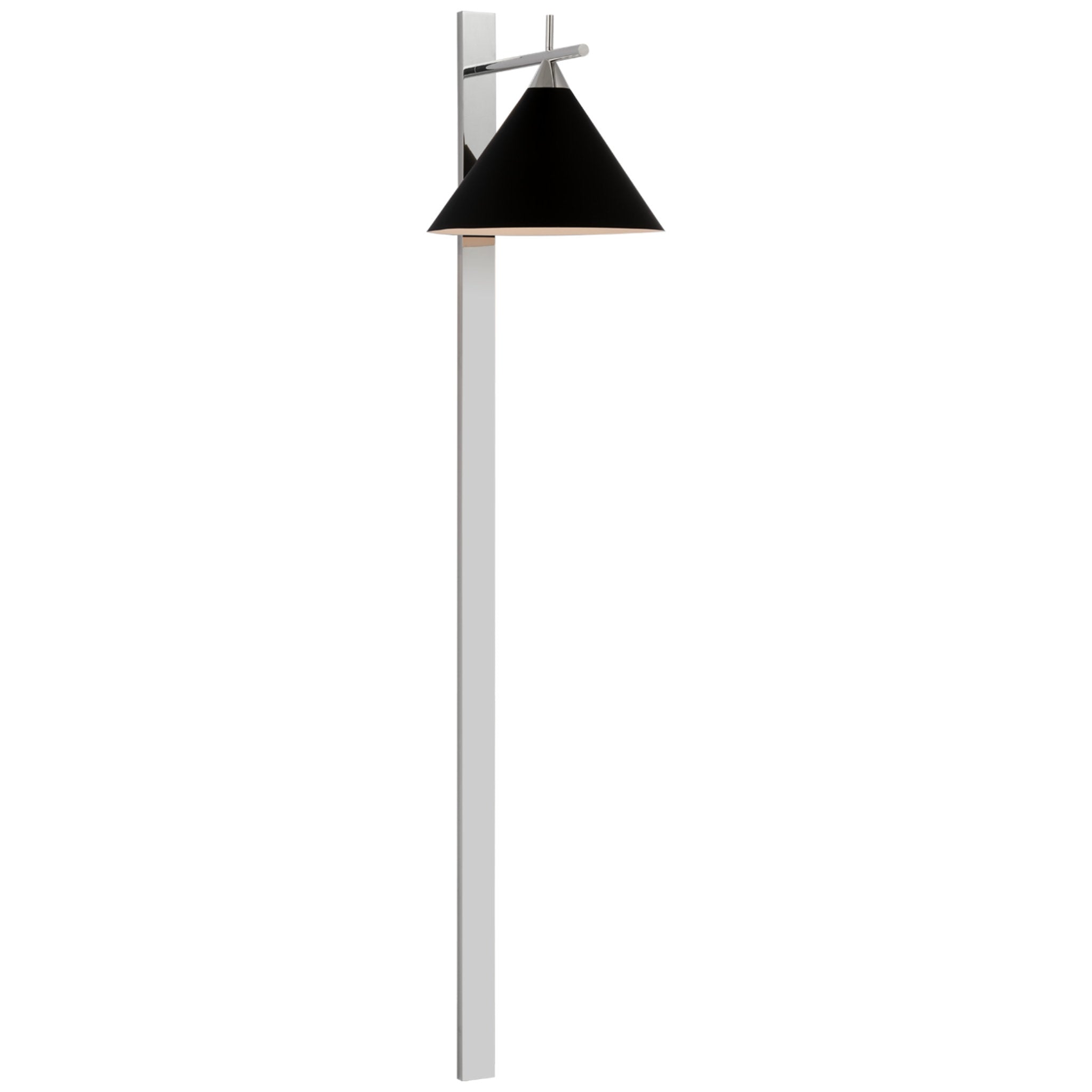 Kelly Wearstler Cleo 56" Statement Sconce in Polished Nickel with Matte Black Shade Wall Light W12" x H56.25"