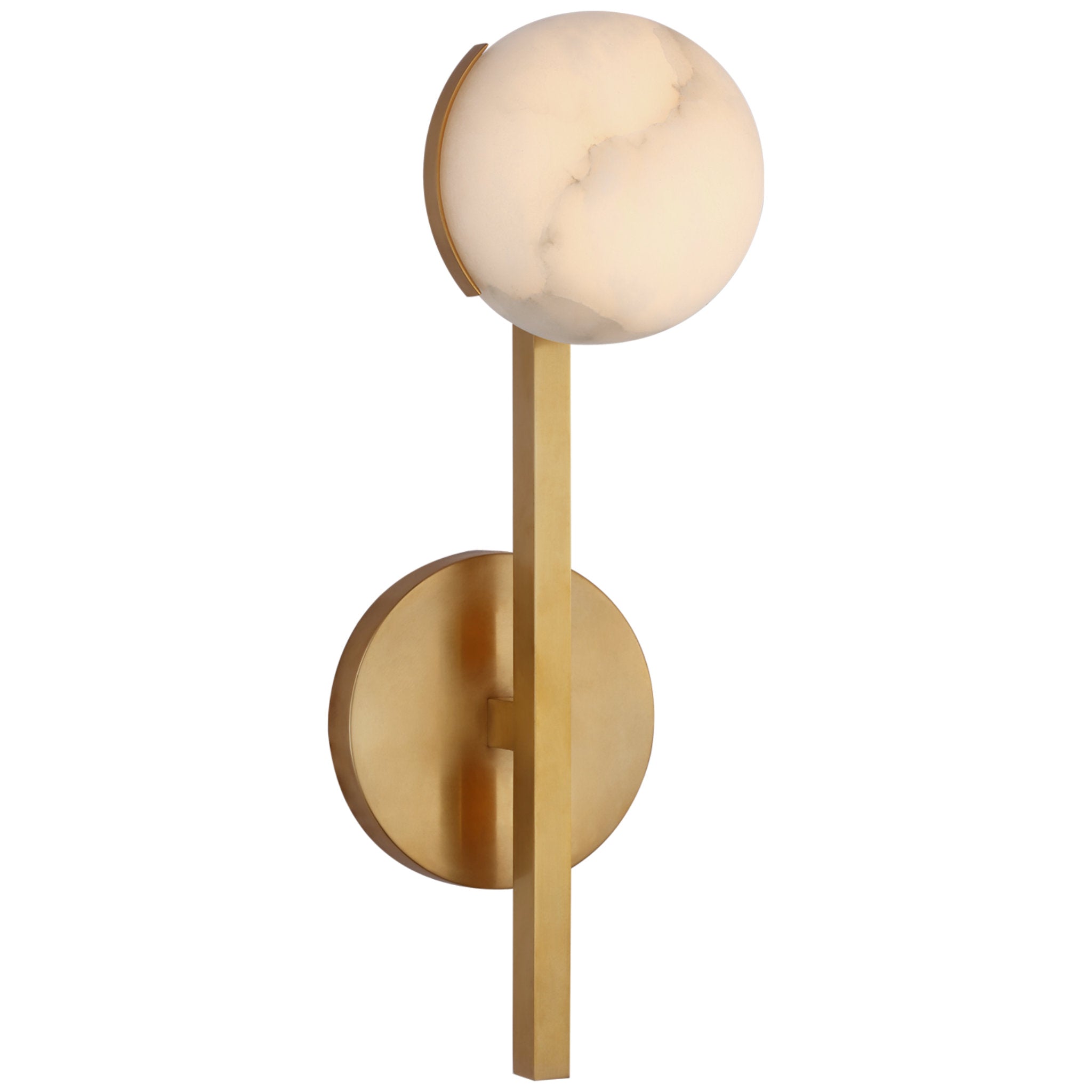 Kelly Wearstler Pedra Petite Tail Sconce in Antique-Burnished Brass with Alabaster Wall Light W4.5" x H13"