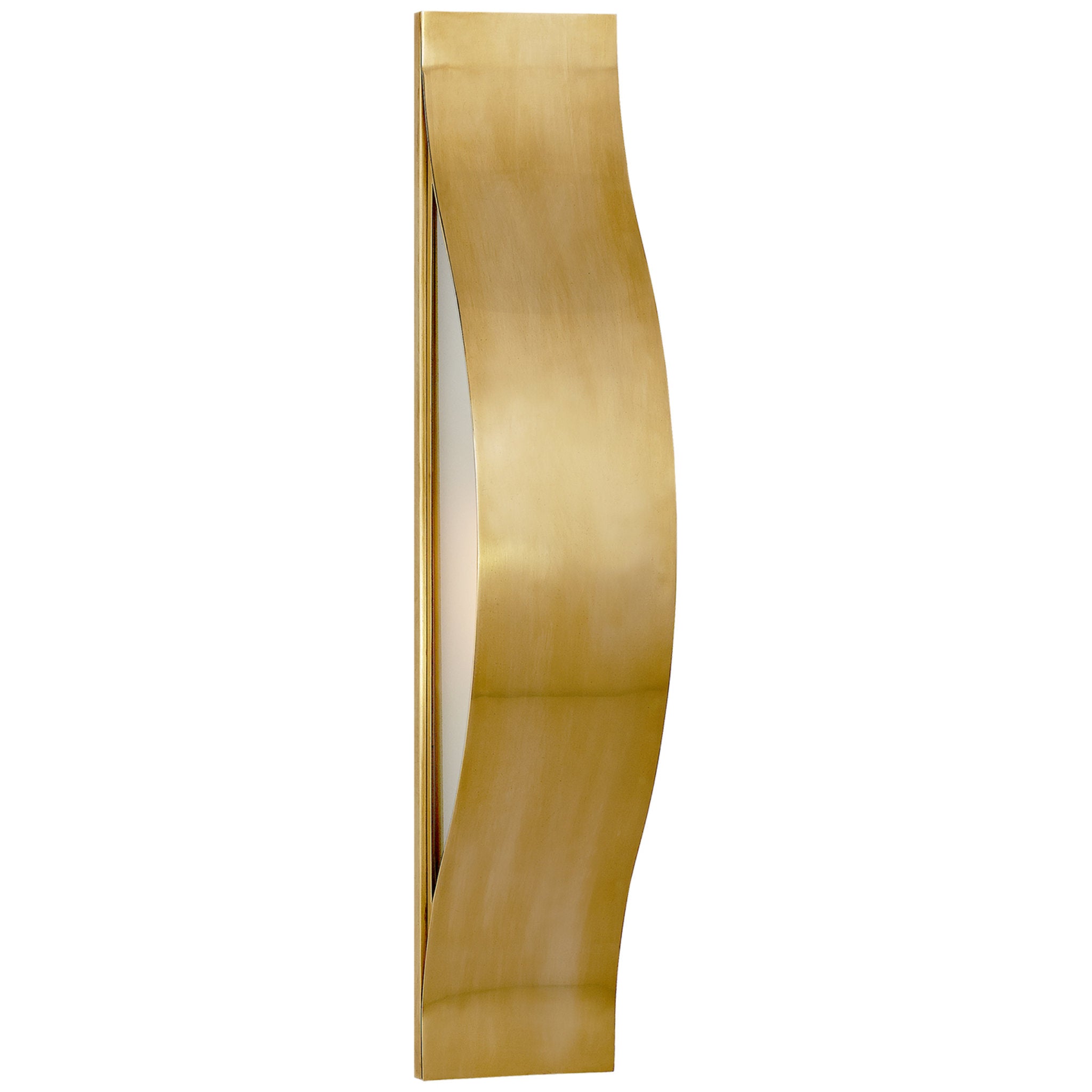 Kelly Wearstler Avant Medium Linear Sconce in Antique-Burnished Brass with Frosted Glass Wall Light W4.25" x H22"
