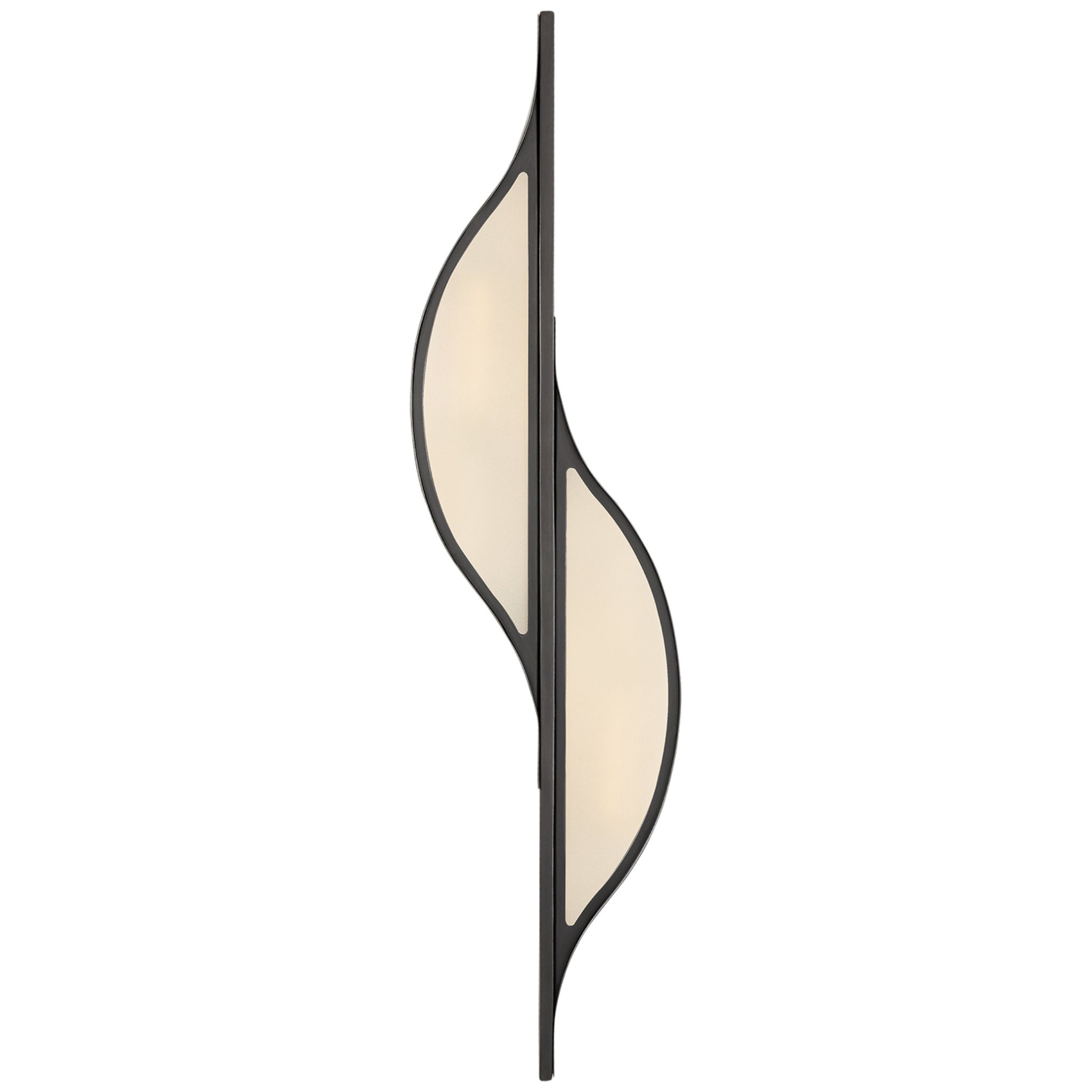 Kelly Wearstler Avant Large Curved Sconce in Bronze with Frosted Glass Wall Light W6.25" x H24.5"