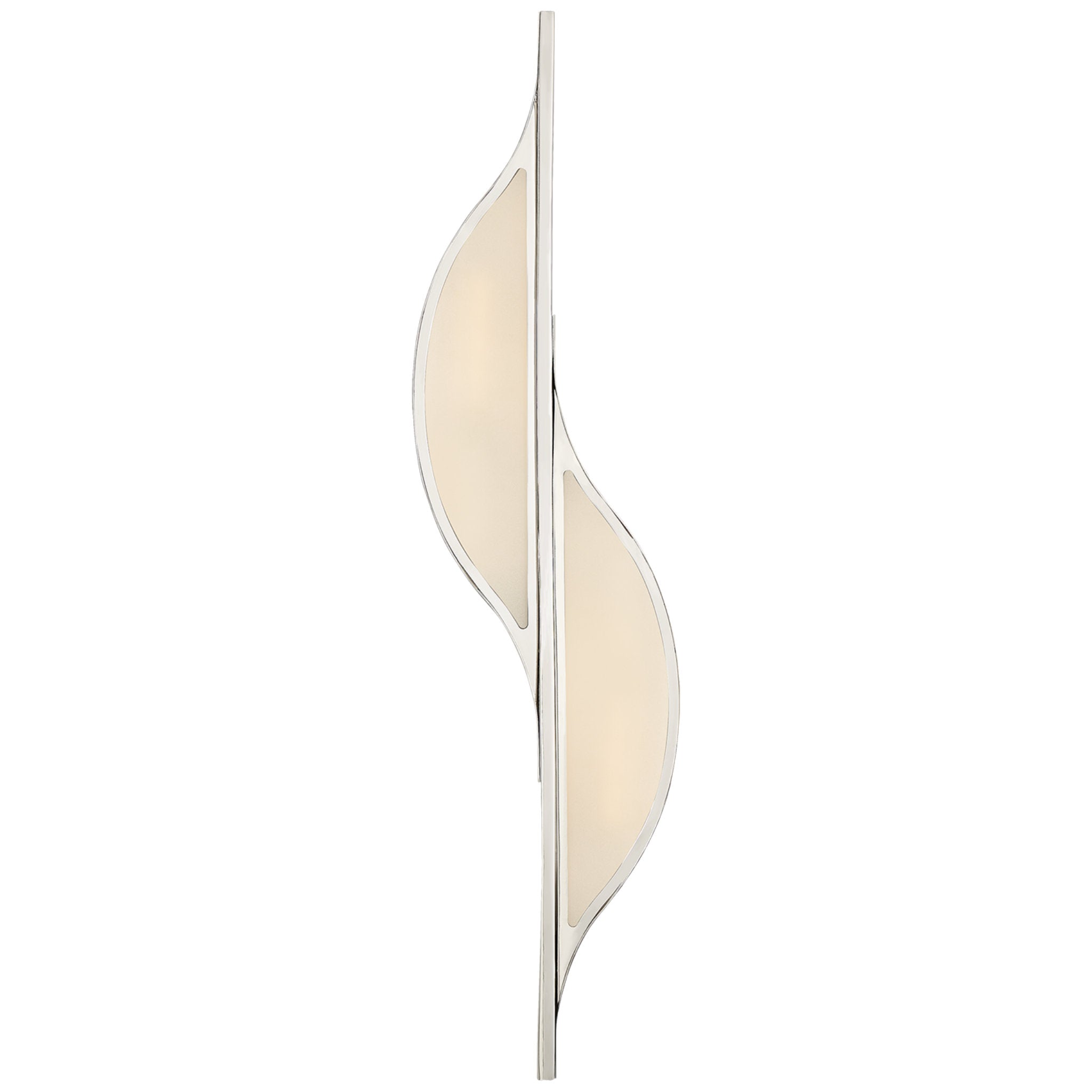 Kelly Wearstler Avant Large Curved Sconce in Polished Nickel with Frosted Glass Wall Light W6.25" x H24.5"
