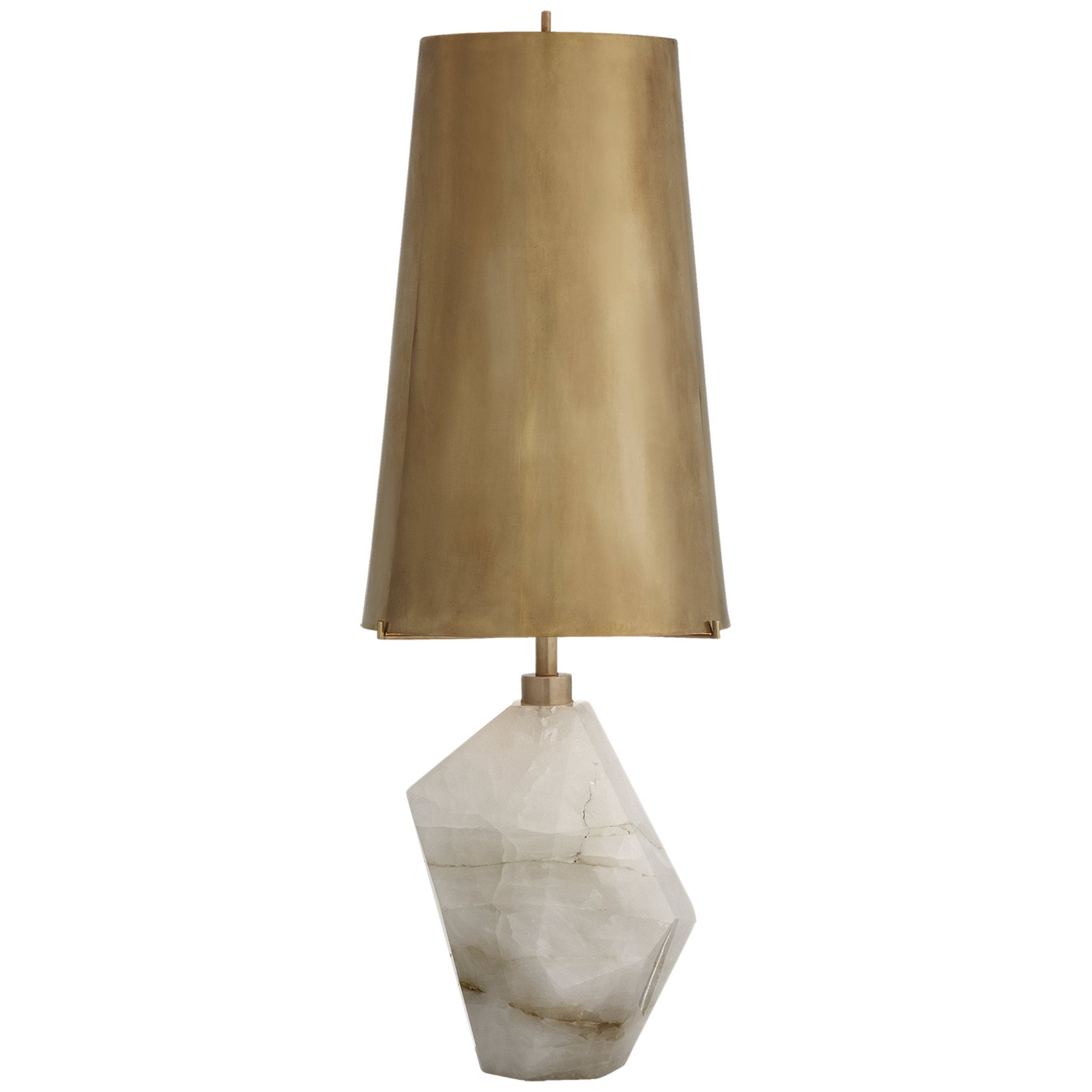 Kelly Wearstler Halcyon Accent Table Lamp in Quartz with Antique Brass Shade W8" x H24.75"