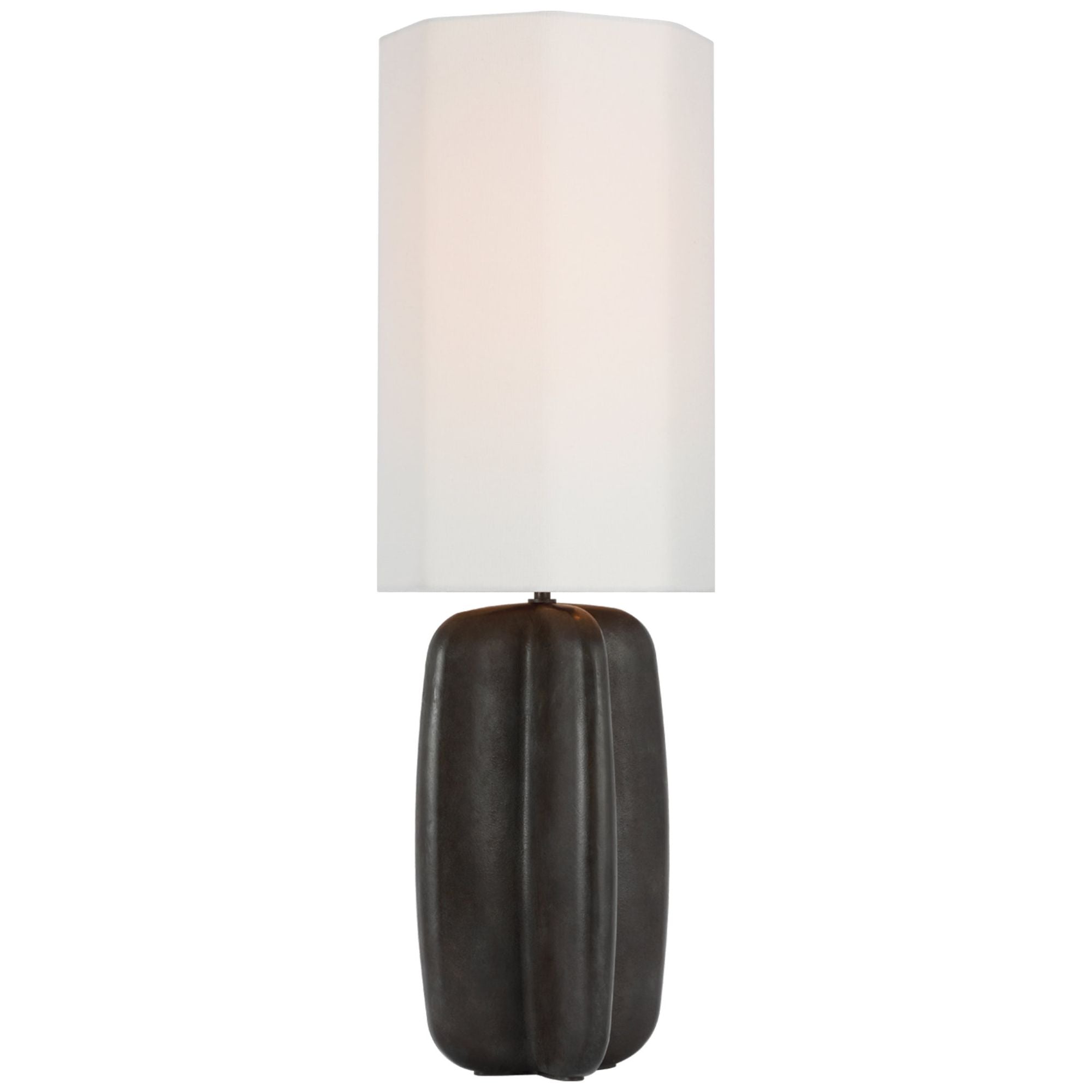 Kelly Wearstler Alessio Large Table Lamp in Aged Iron with Linen Shade W10" x H31"