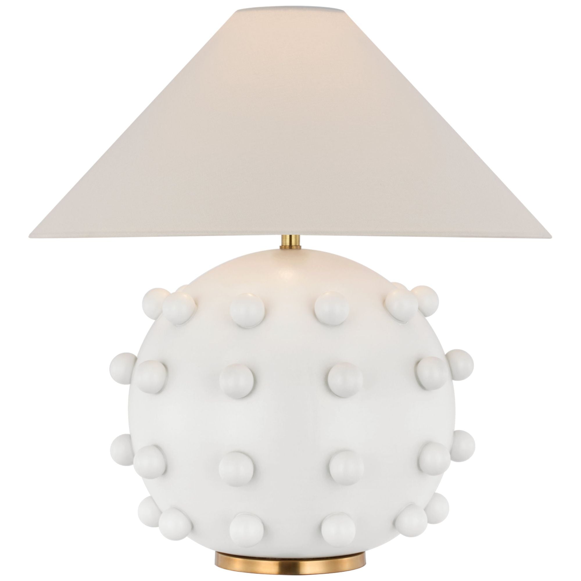 Kelly Wearstler Linden Medium Orb Table Lamp in Plaster White with Linen Shade W21" x H23"