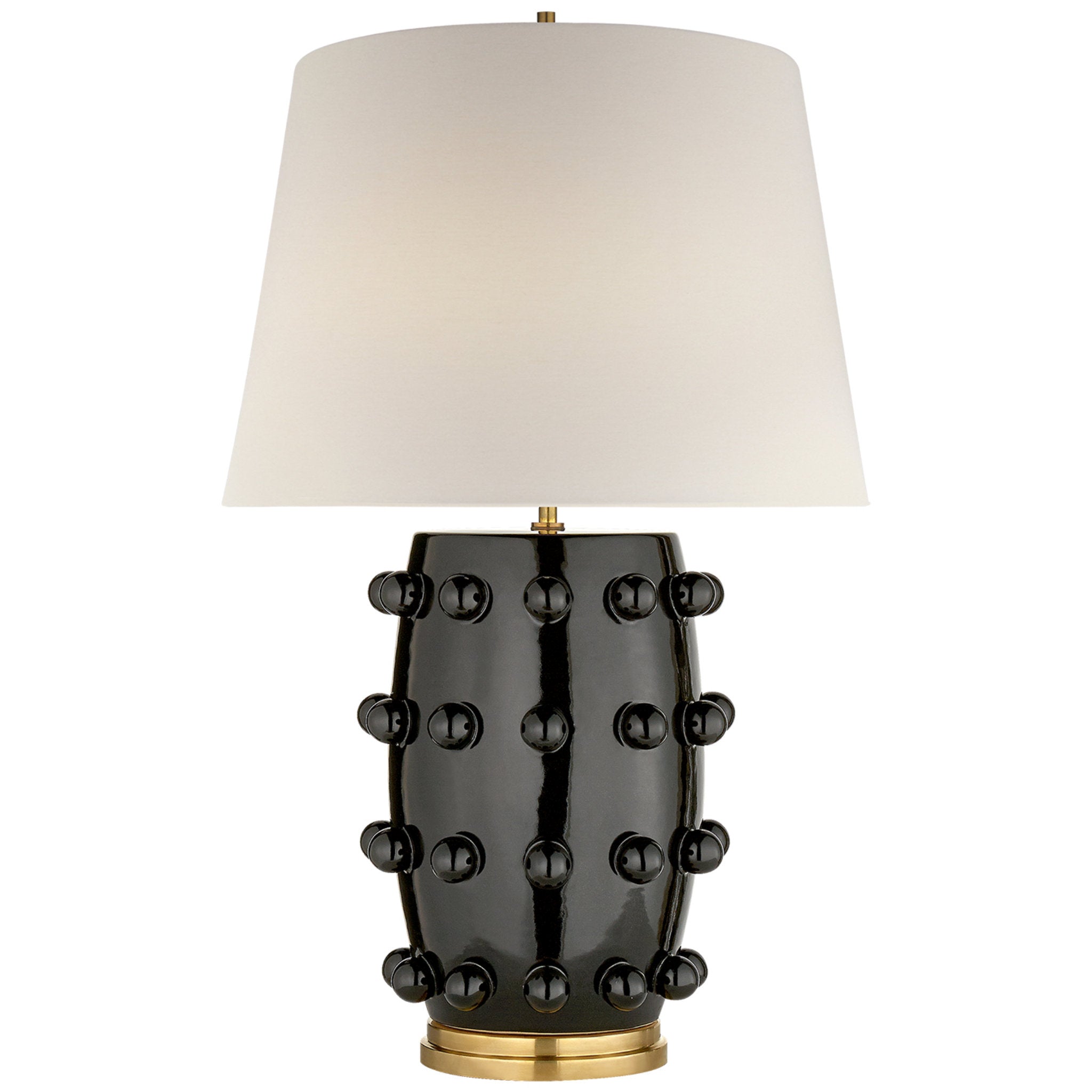 Kelly Wearstler Linden Medium Lamp in Black with Linen Shade Table Lamp W17" x H26.25"