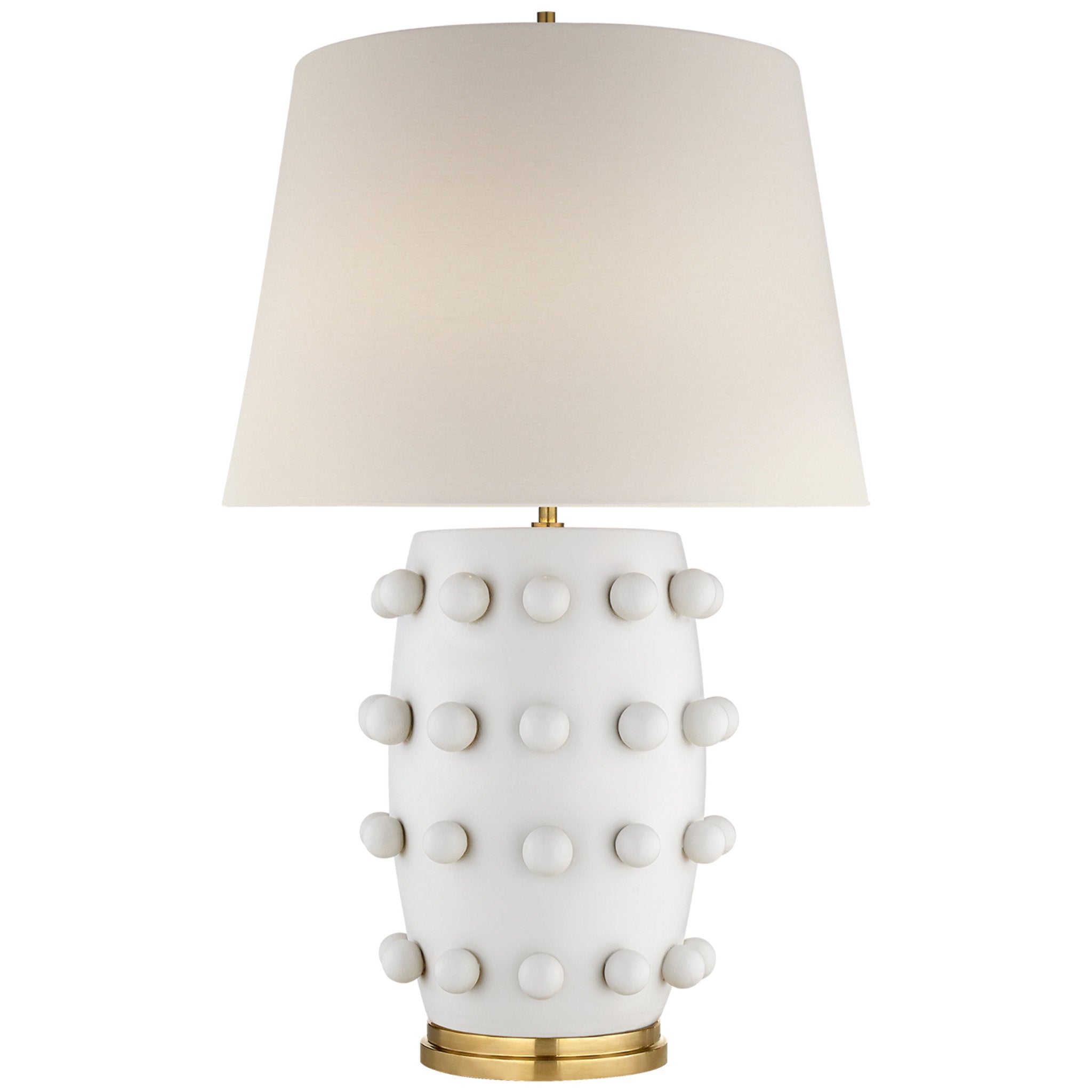 Kelly Wearstler Linden Medium Lamp in Plaster White with Linen Shade Table Lamp W17" x H26.25"