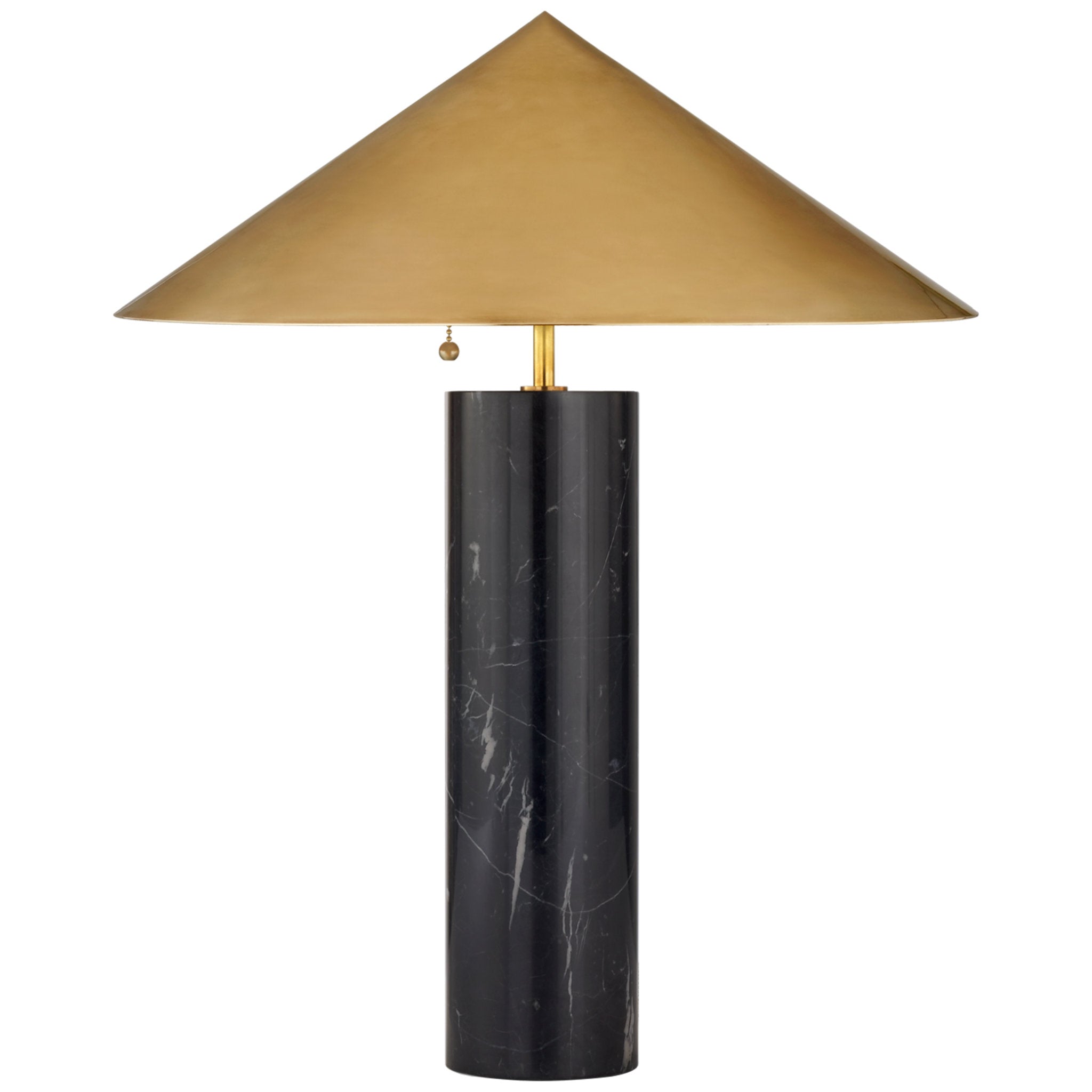 Kelly Wearstler Minimalist Medium Table Lamp in Black Marble with Antique-Burnished Brass Shade W20" x H25"
