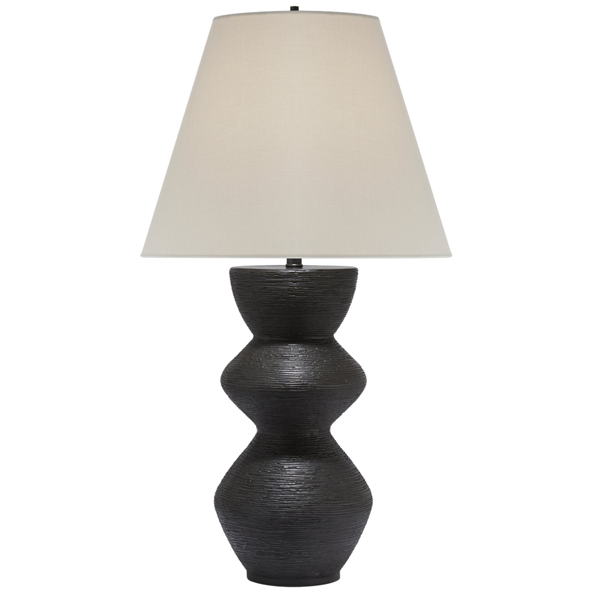 Kelly Wearstler Utopia Table Lamp in Aged Iron with Linen Shade W15" x H27.75"
