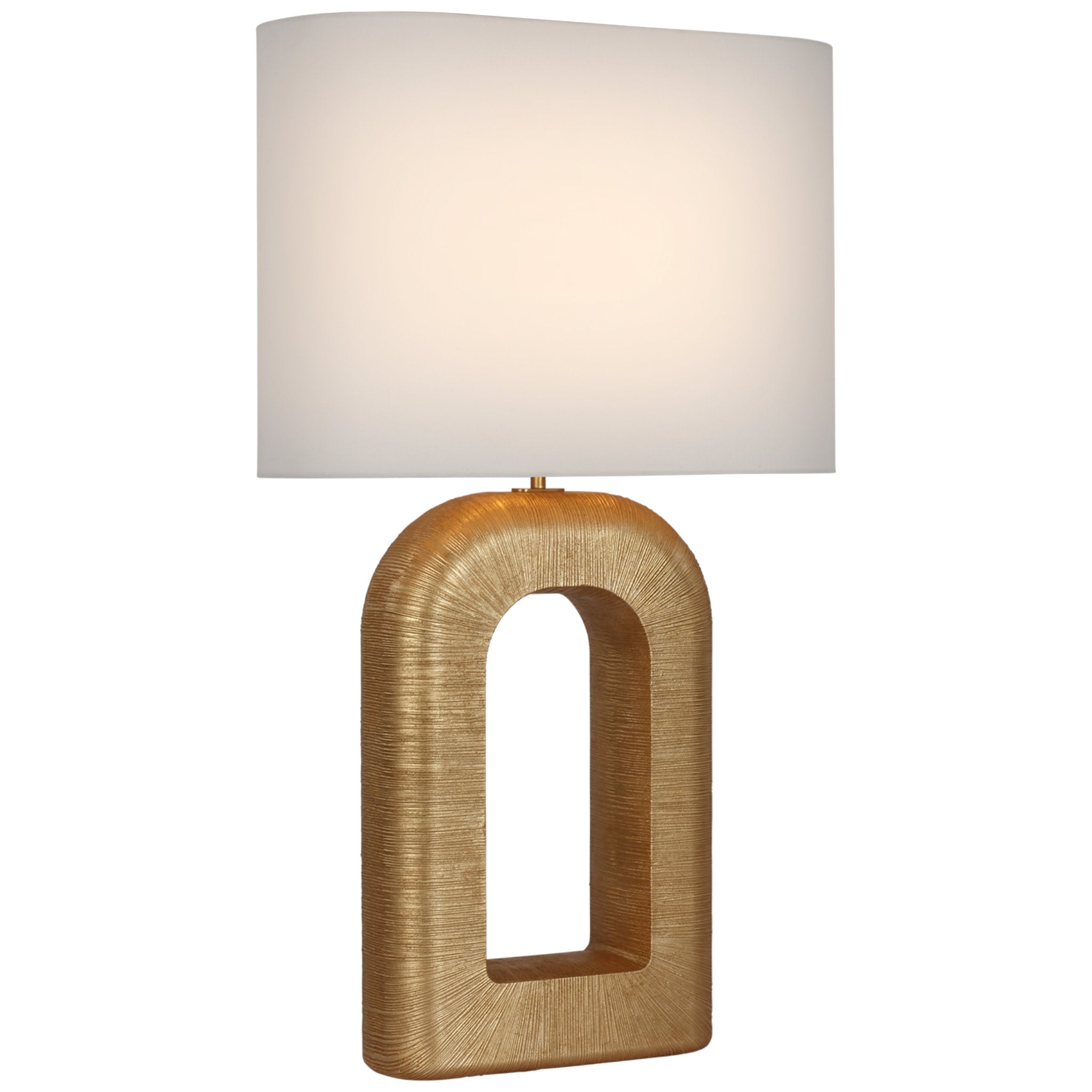 Kelly Wearstler Utopia Large Combed Table Lamp in Gild with Linen Shade W20" x H33.5"