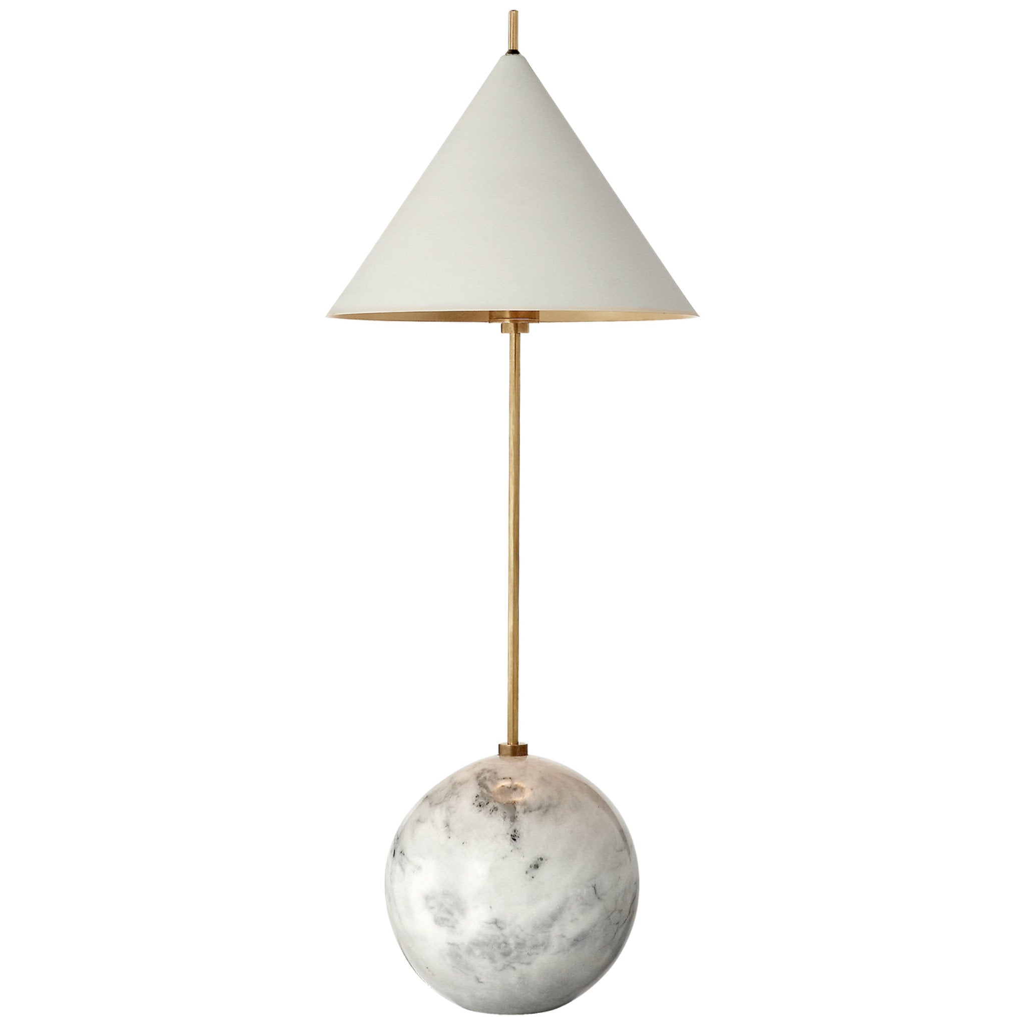 Kelly Wearstler Cleo Orb Base Accent Lamp in Antique-Burnished Brass with Antique White Shade Table Lamp W8" x H20.75"