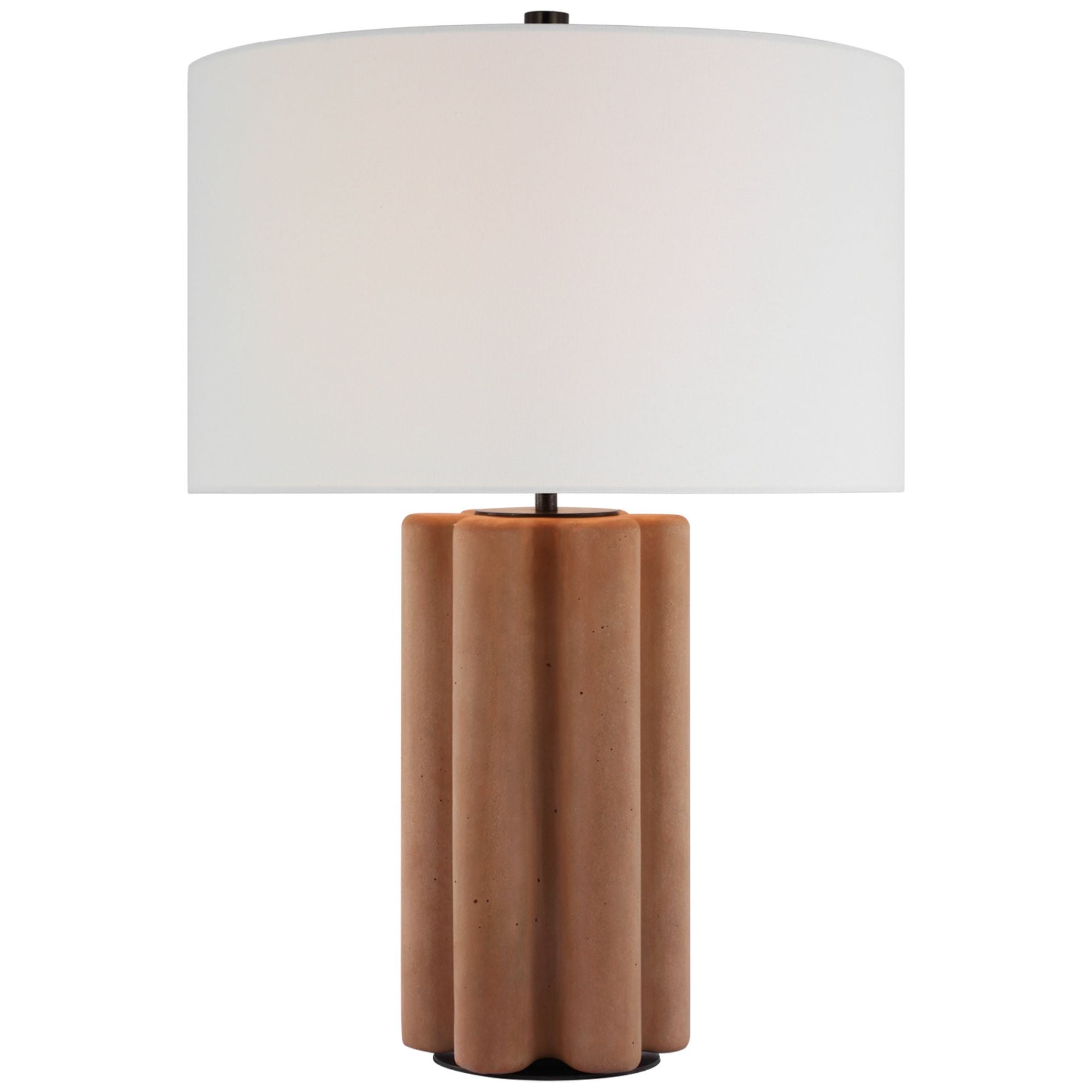 Kelly Wearstler Vellig Medium Table Lamp in Terracotta Stained Concrete with Linen Shade W19.75" x H28"