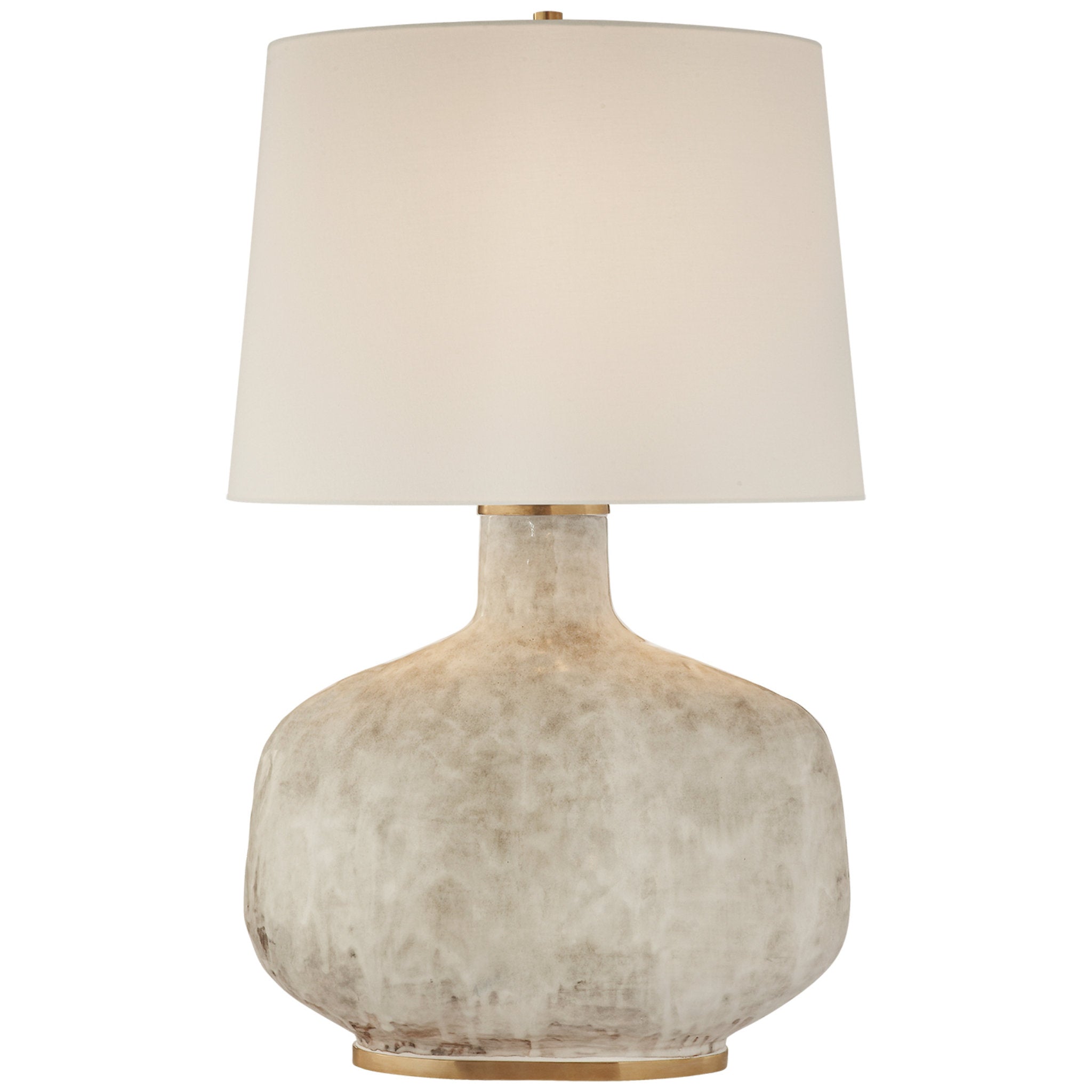 Kelly Wearstler Beton Large Table Lamp in Antiqued White Ceramic with Linen Shade W21.5" x H35"