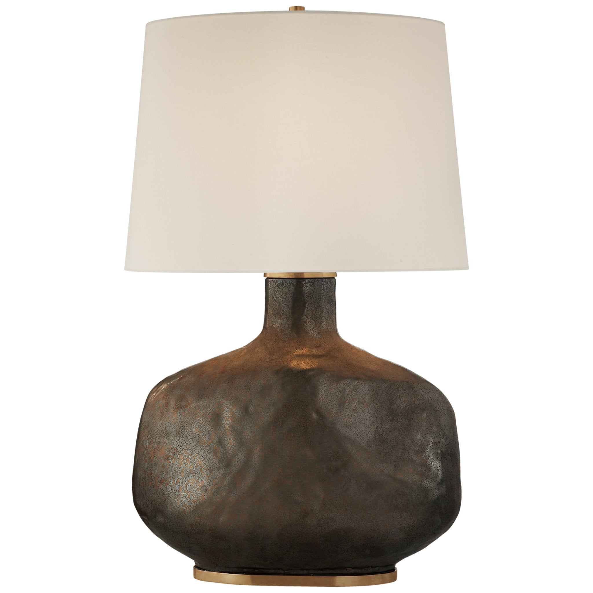 Kelly Wearstler Beton Large Table Lamp in Crystal Bronze Ceramic with Linen Shade W21.5" x H35"