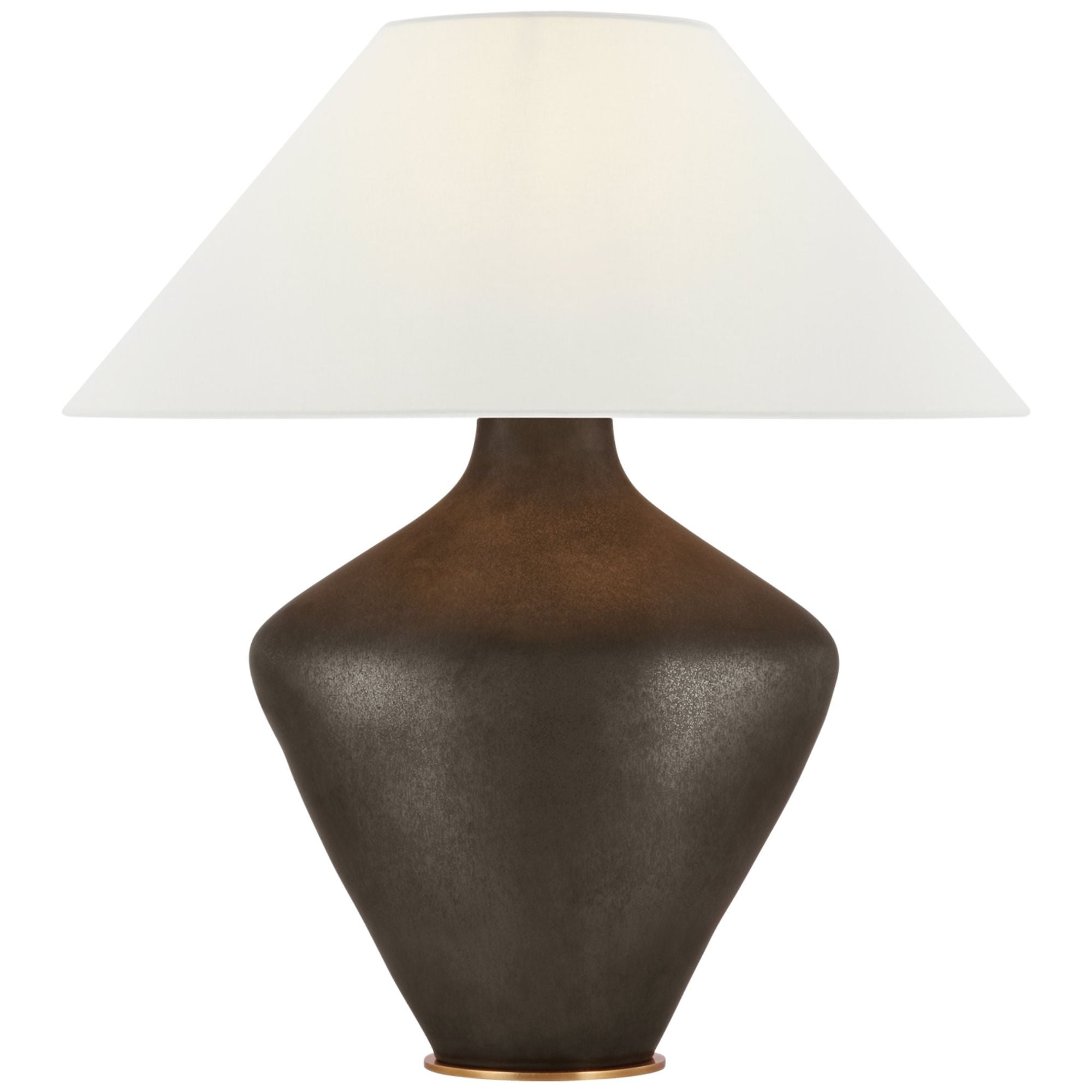 Kelly Wearstler Rohs Extra Large Table Lamp in Stained Black Metallic with Linen Shade W27" x H28.75"