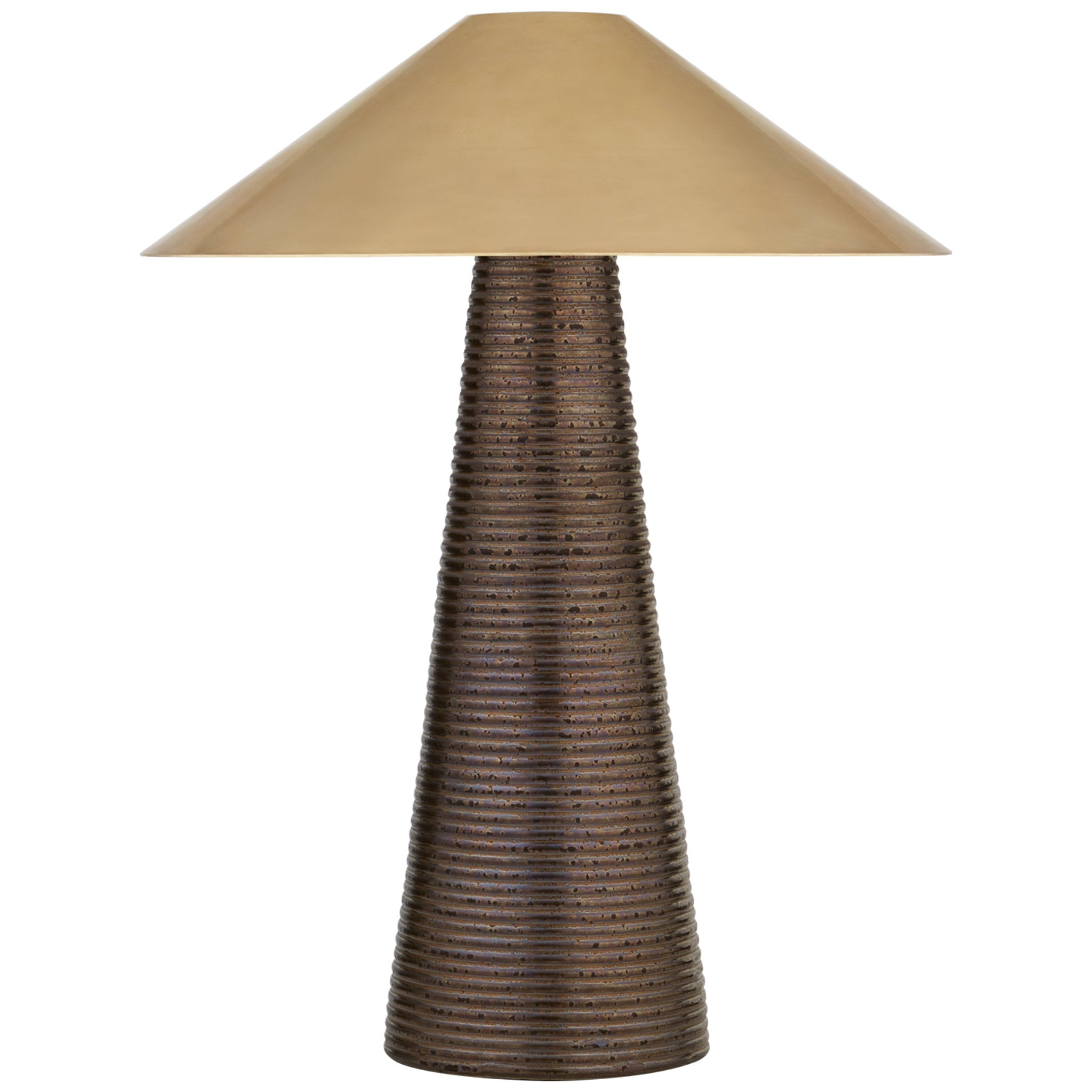 Kelly Wearstler Miramar Accent Lamp in Crystal Bronze with Antique-Burnished Brass Shade Table Lamp W16" x H21.25"