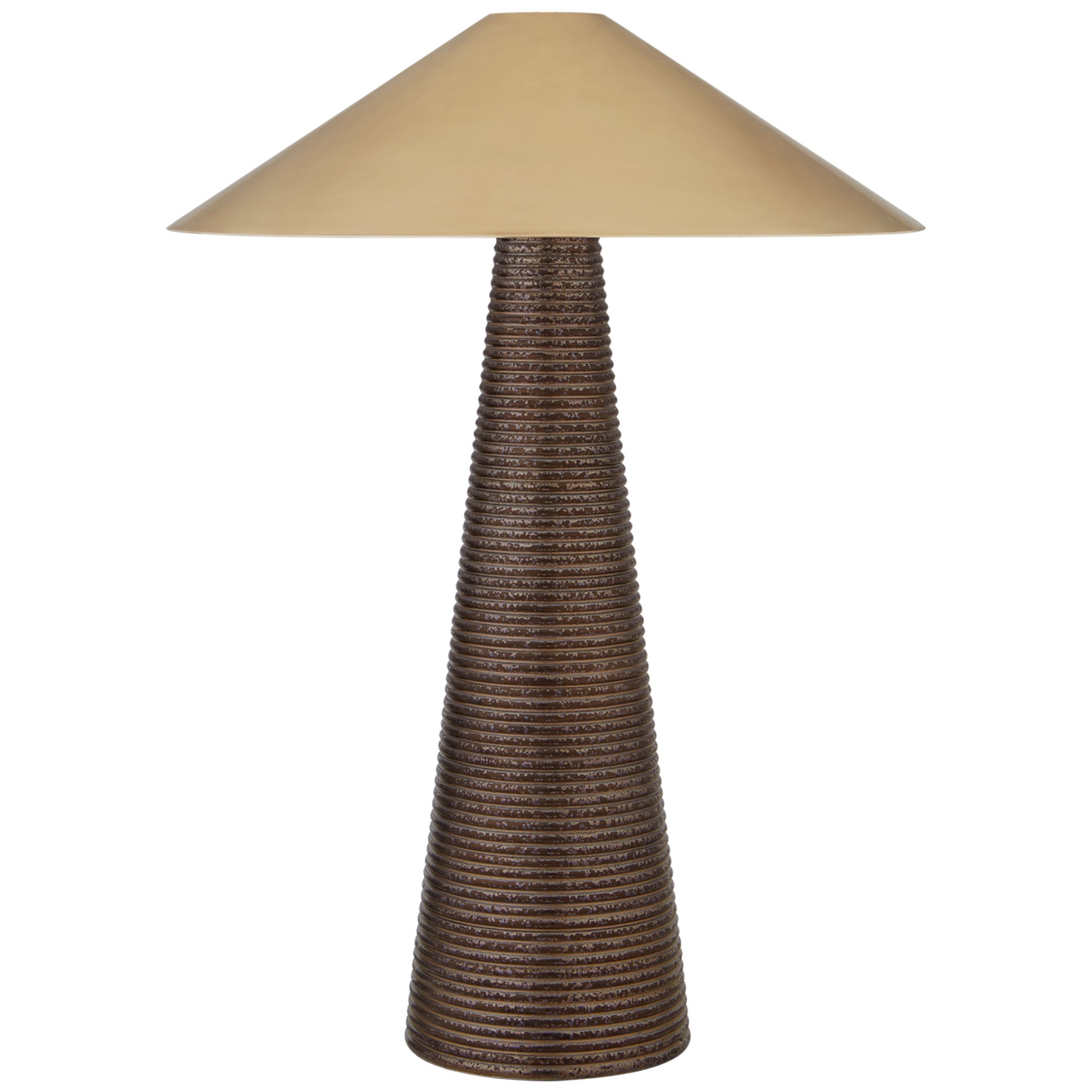 Kelly Wearstler Miramar Table Lamp in Crystal Bronze with Antique-Burnished Brass Shade W24" x H33"