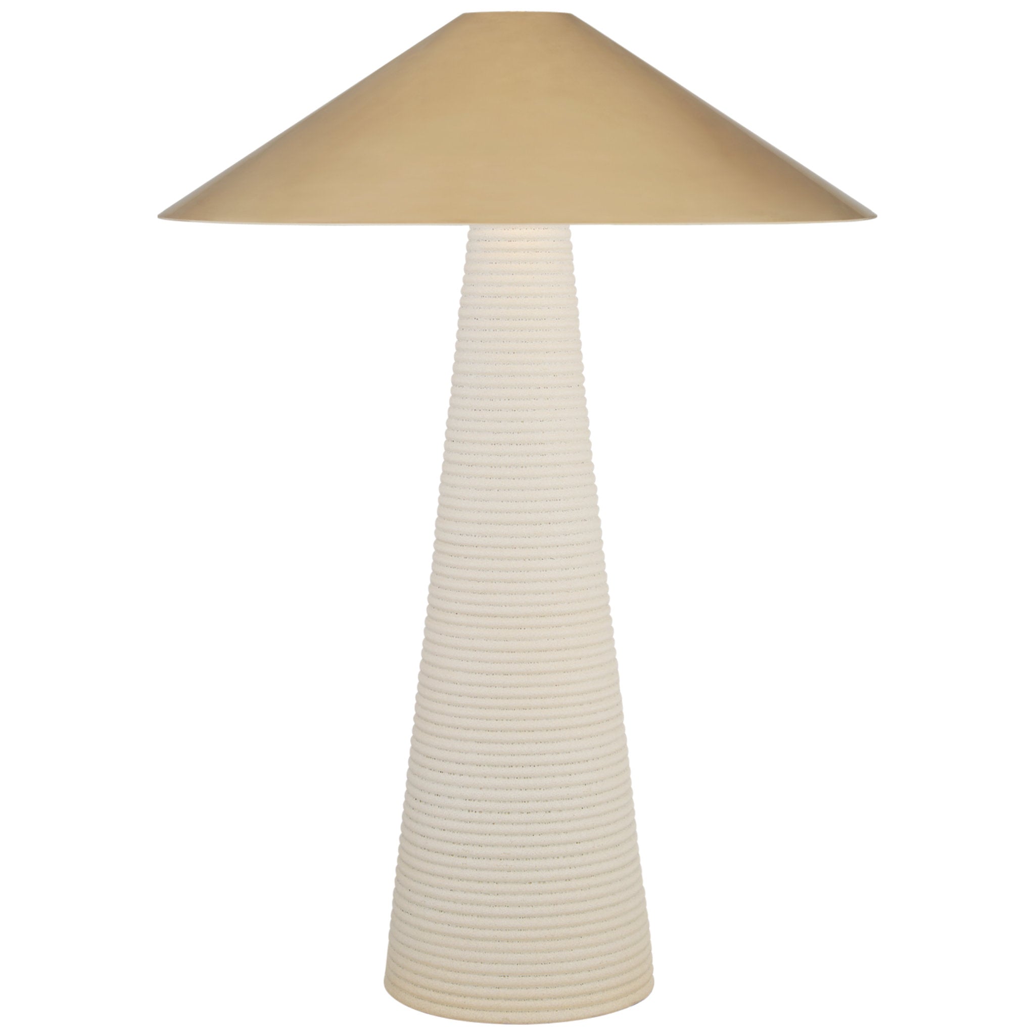 Kelly Wearstler Miramar Table Lamp in Porous White with Antique-Burnished Brass Shade W24" x H33"