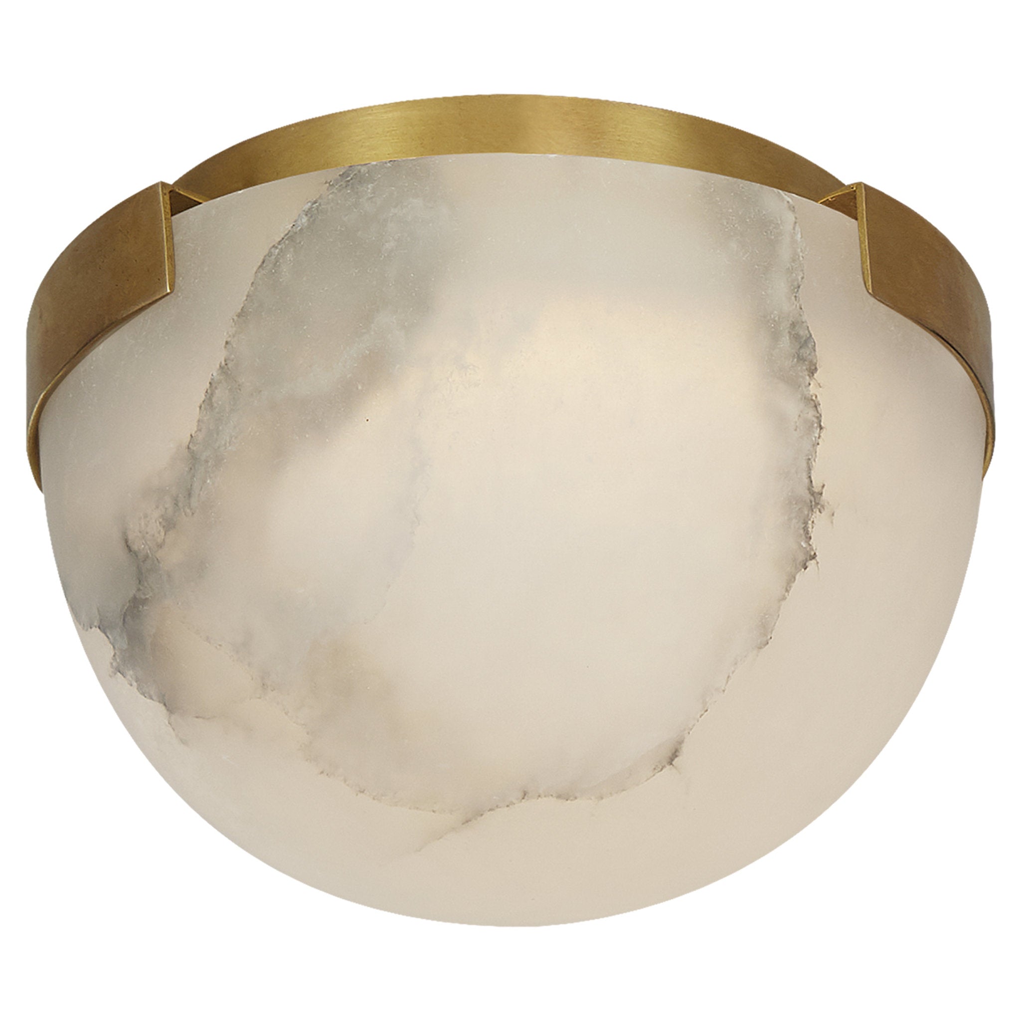 Kelly Wearstler Melange 5" Solitaire Flush Mount in Antique-Burnished Brass with Alabaster Shade Ceiling Light W5" x H3.5"