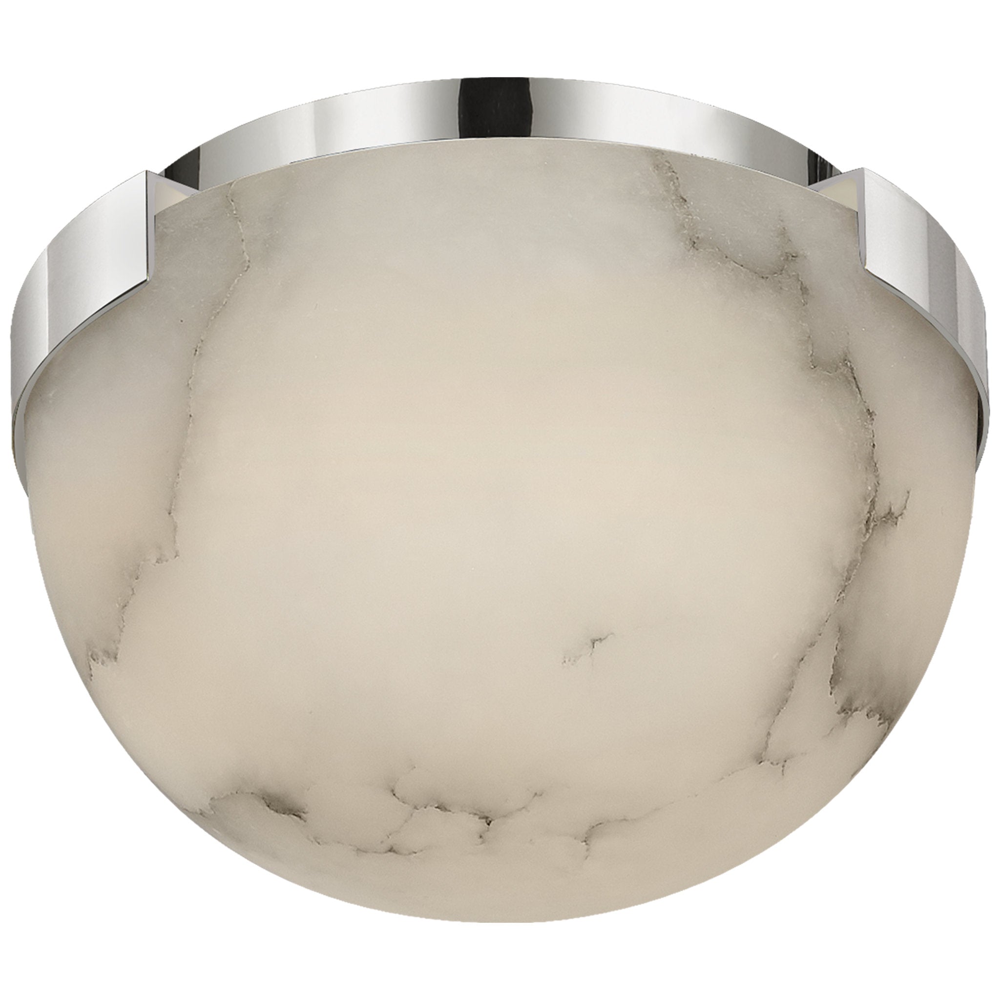 Kelly Wearstler Melange 5" Solitaire Flush Mount in Polished Nickel with Alabaster Shade Ceiling Light W5" x H3.5"