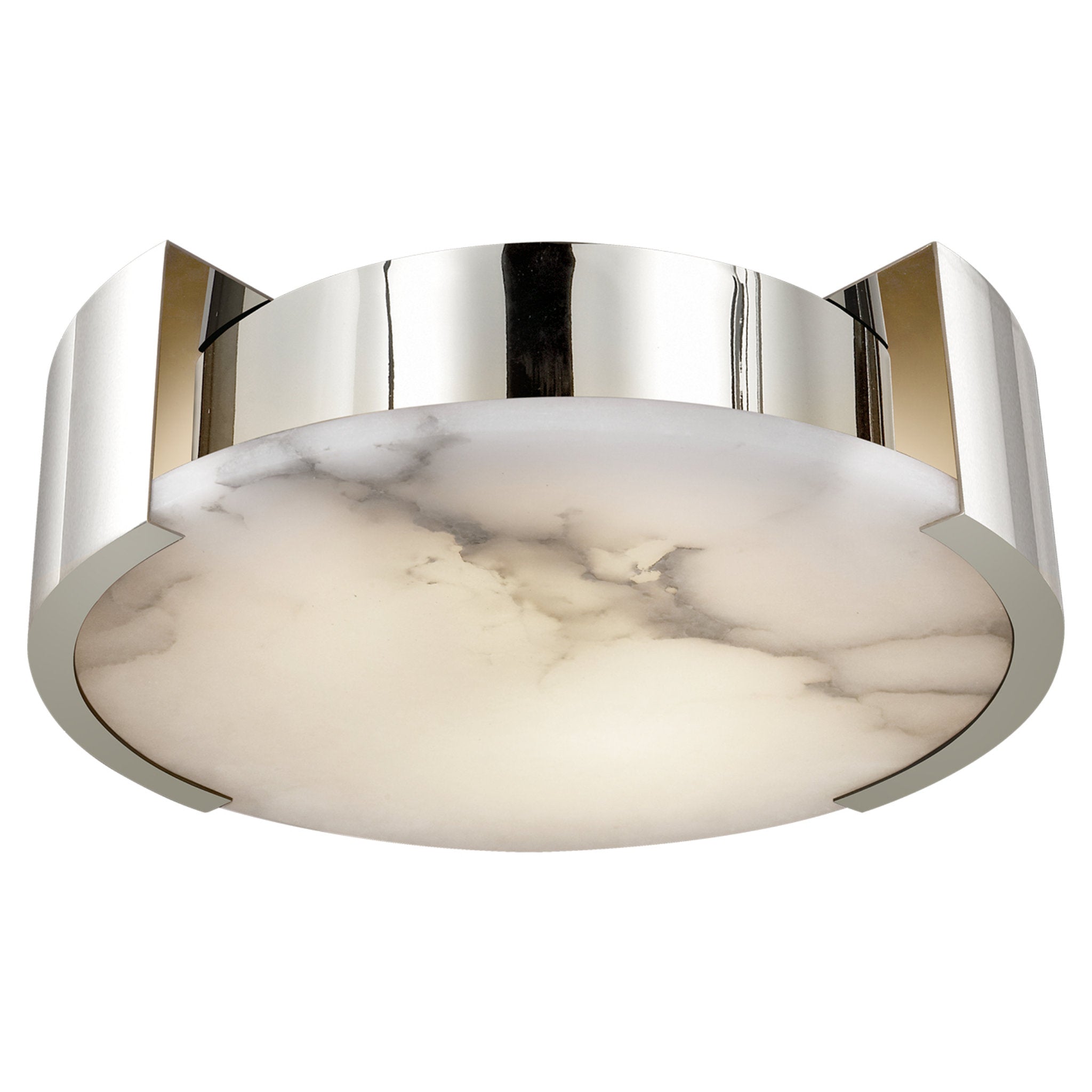Kelly Wearstler Melange Small Flush Mount in Polished Nickel with Alabaster Ceiling Light W14" x H4.5"