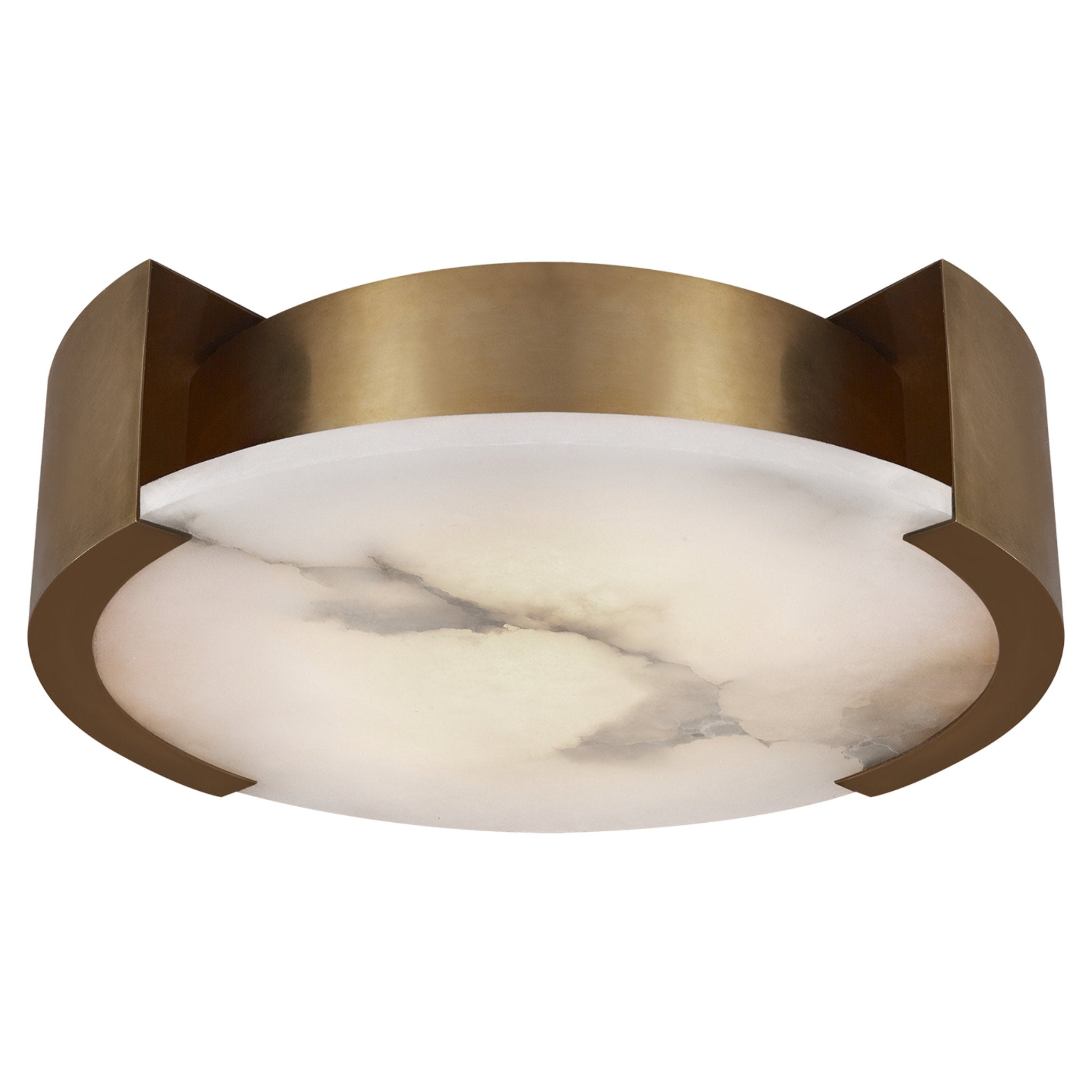Kelly Wearstler Melange Large Flush Mount in Antique-Burnished Brass with Alabaster Ceiling Light W17" x H5"