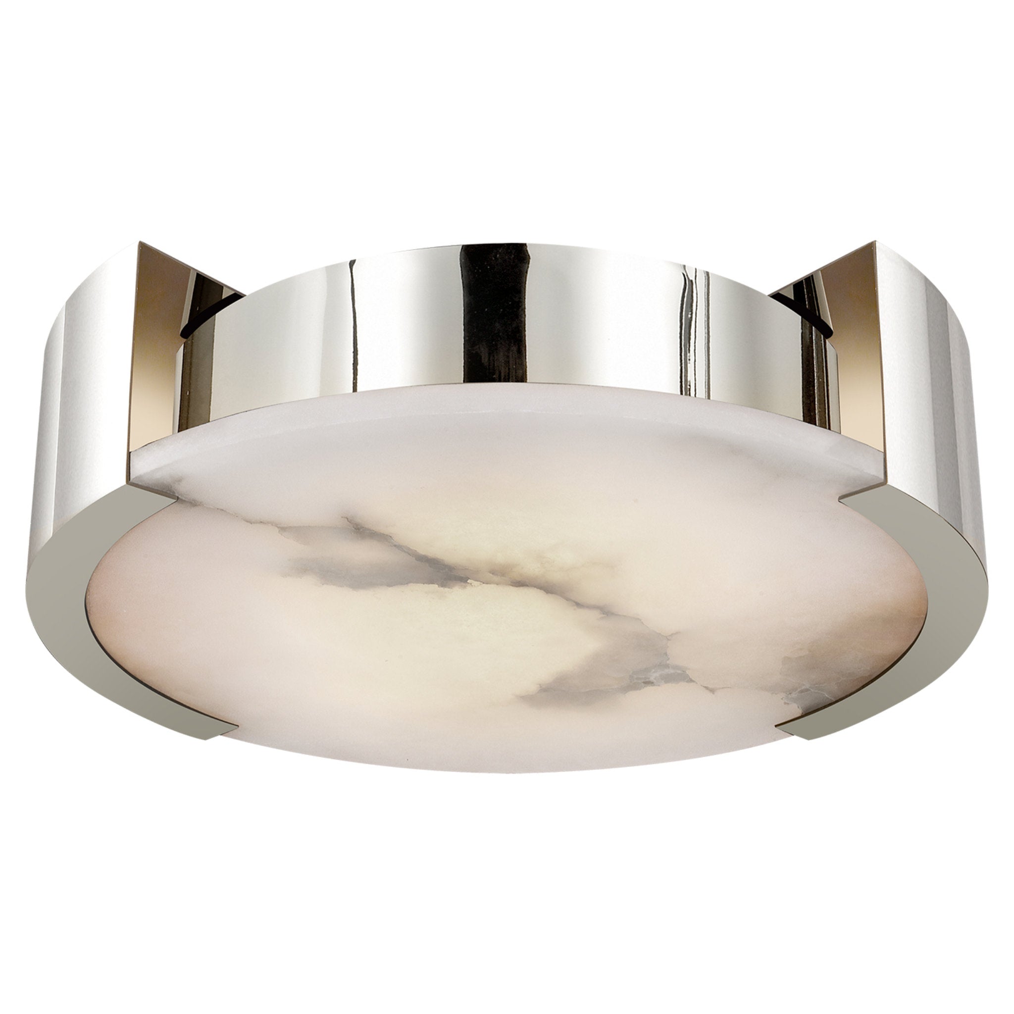Kelly Wearstler Melange Large Flush Mount in Polished Nickel with Alabaster Ceiling Light W17" x H5"