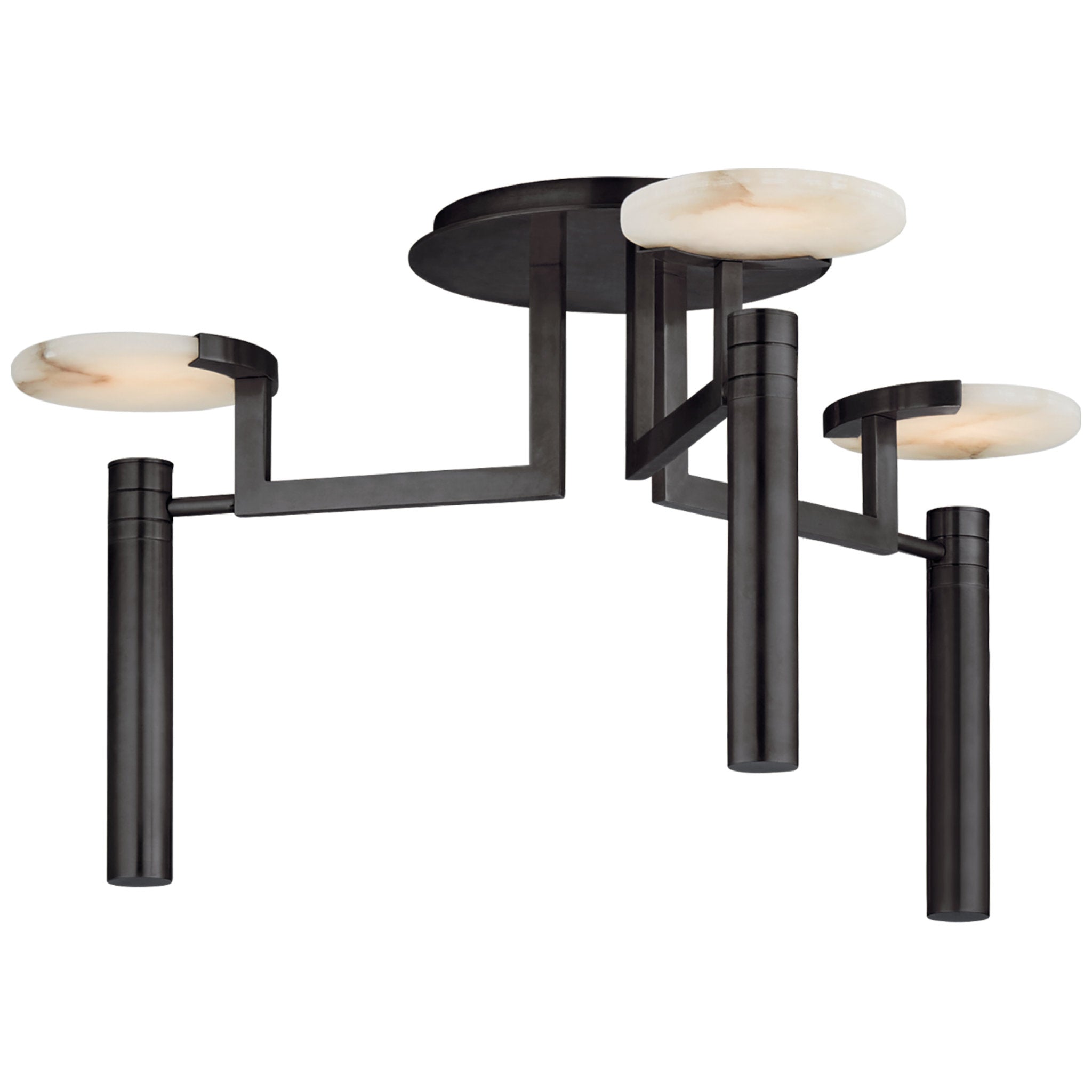 Kelly Wearstler Melange Large Floating Disc Semi-Flush Chandelier in Bronze with Alabaster Ceiling Light W24.25" x H12.5"