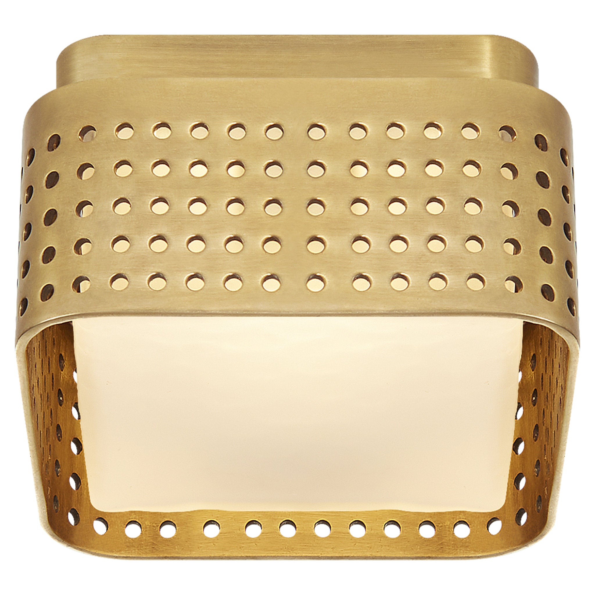 Kelly Wearstler Precision 4.5" Solitaire Flush Mount in Antique-Burnished Brass with Clouded Glass Ceiling Light W4.5" x H2.5"