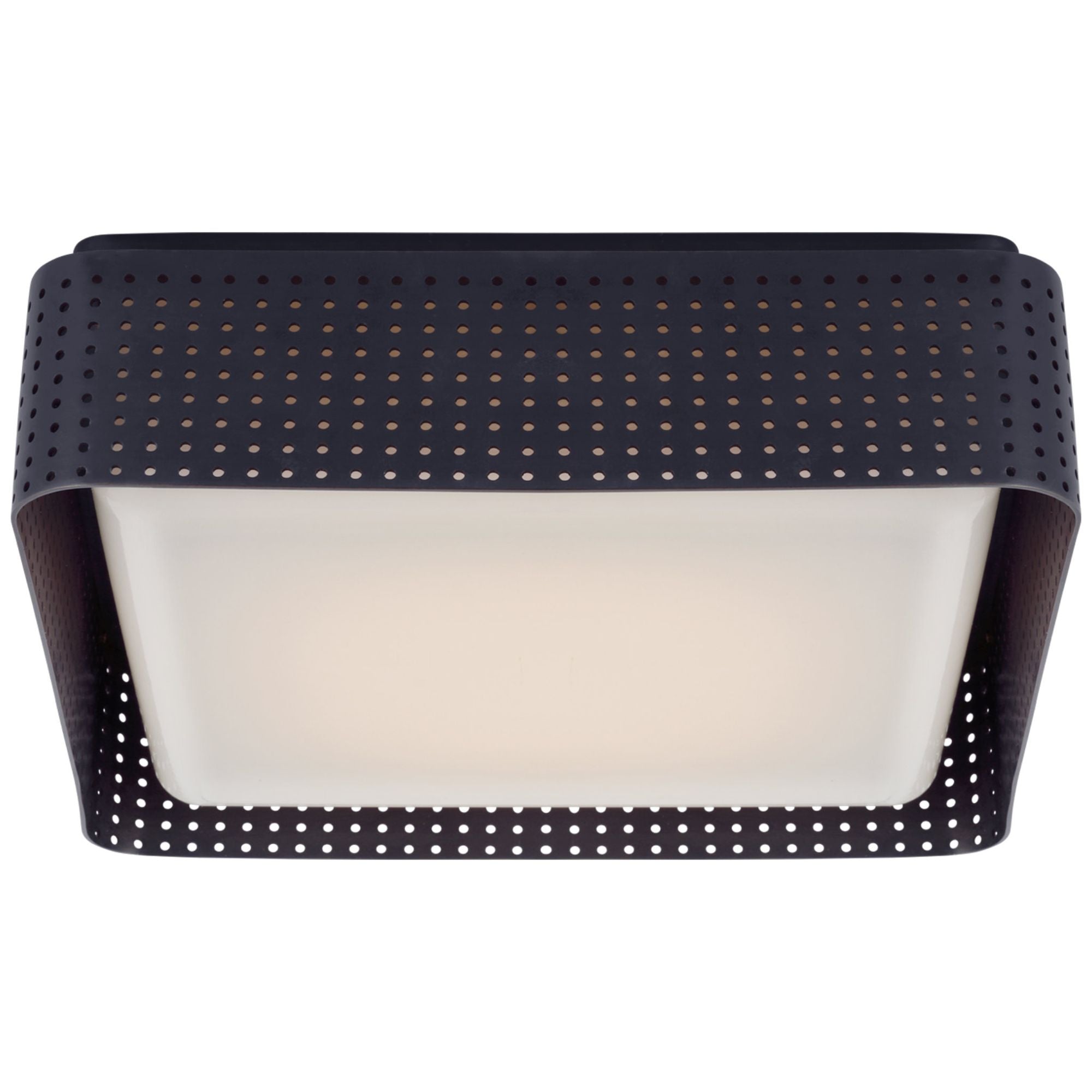 Kelly Wearstler Precision 12.5" Square Flush Mount in Bronze with White Glass Ceiling Light W12.5" x H3.75"
