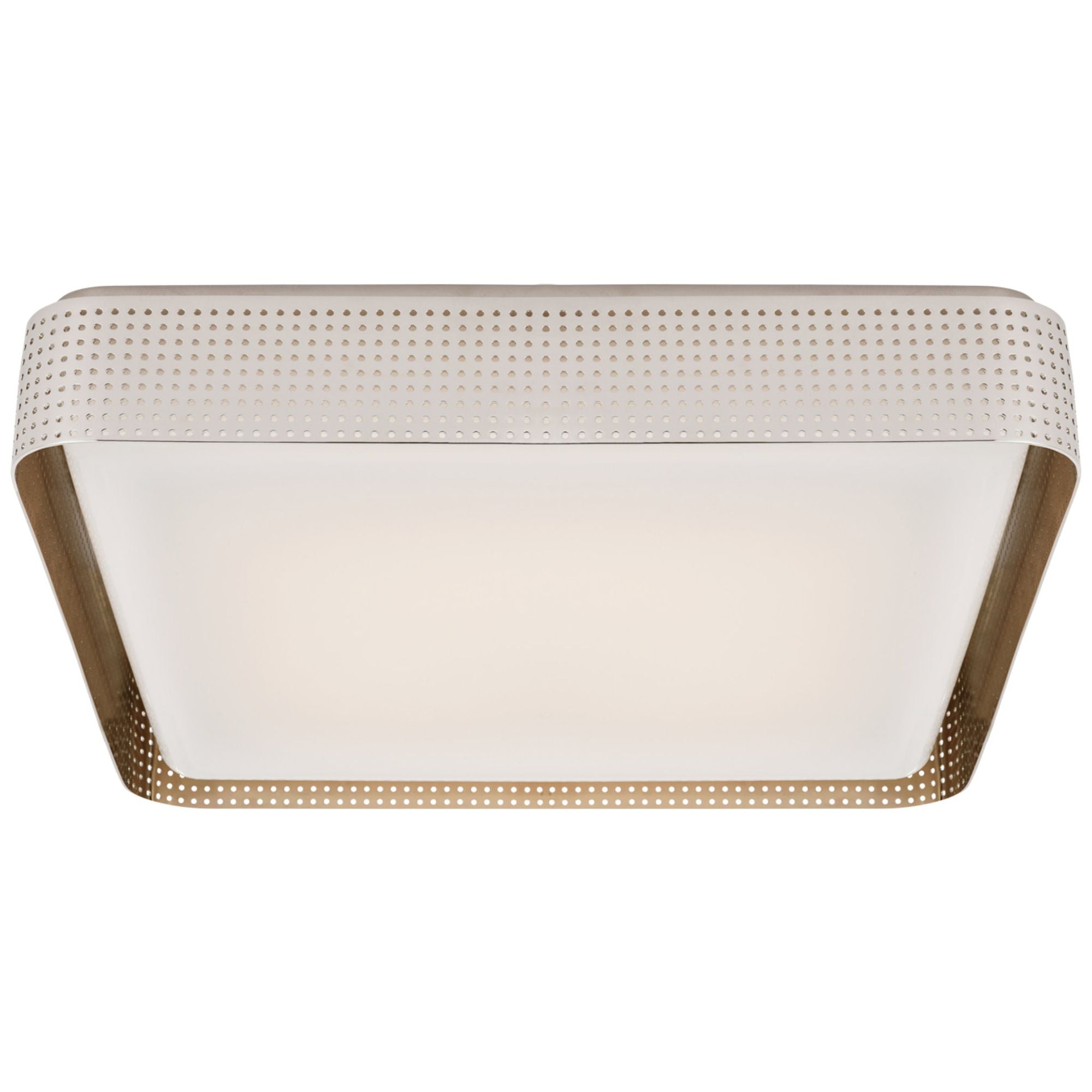 Kelly Wearstler Precision 20" Square Flush Mount in Polished Nickel with White Glass Ceiling Light W20" x H3.75"