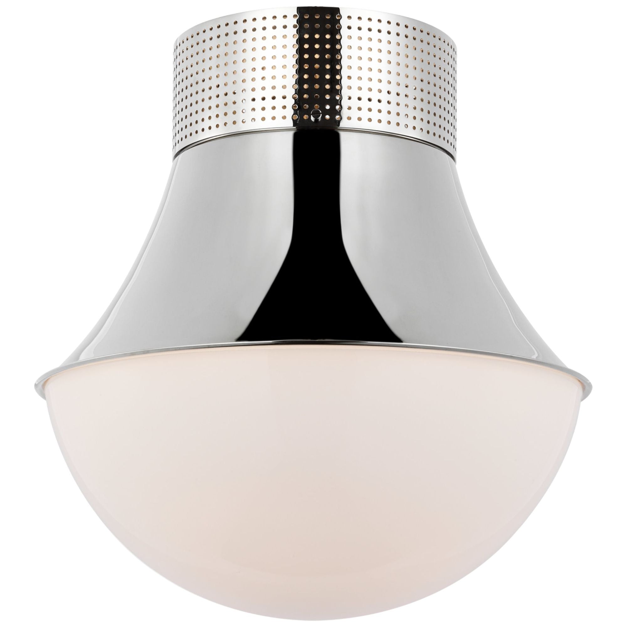 Kelly Wearstler Precision 17" Flush Mount in Polished Nickel with White Glass Ceiling Light W17" x H17.75"