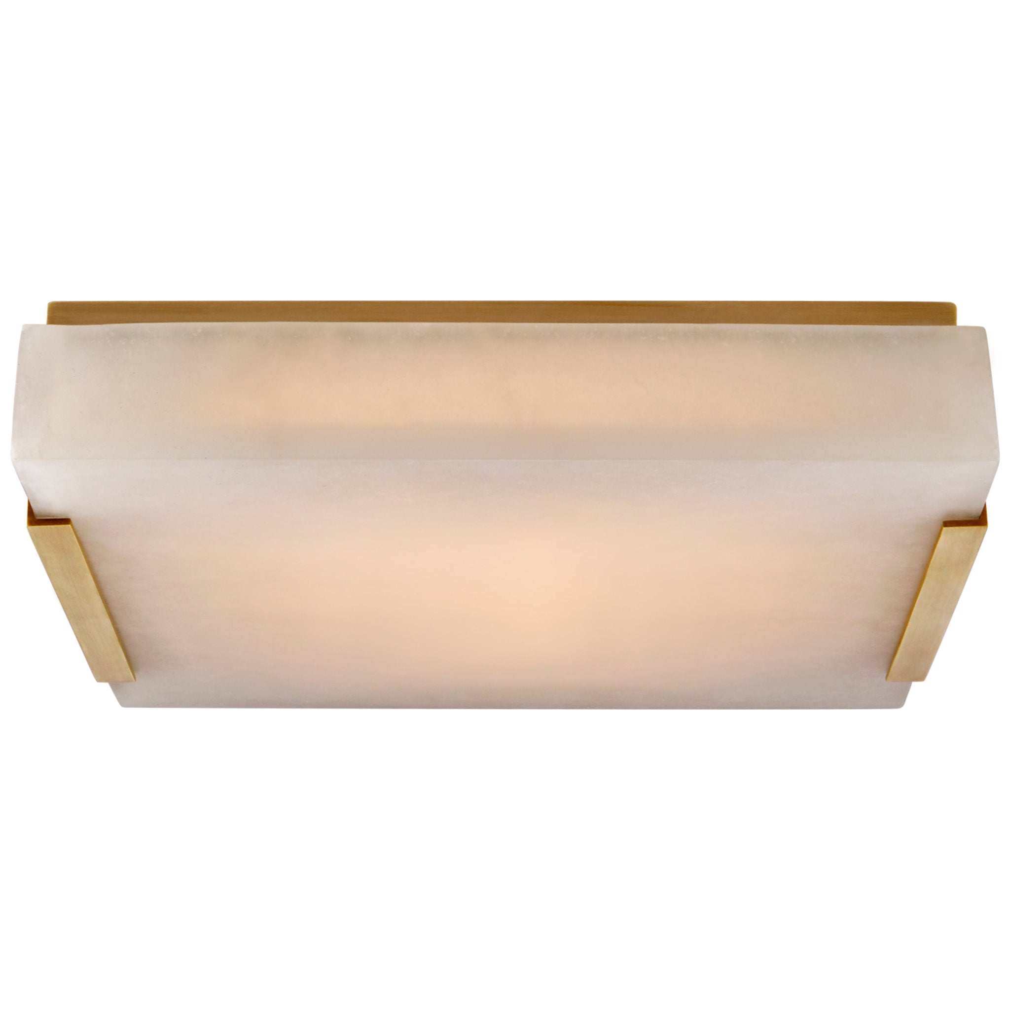 Kelly Wearstler Covet Medium Flush Mount in Antique-Burnished Brass with Alabaster Ceiling Light W14.25" x H2.75"