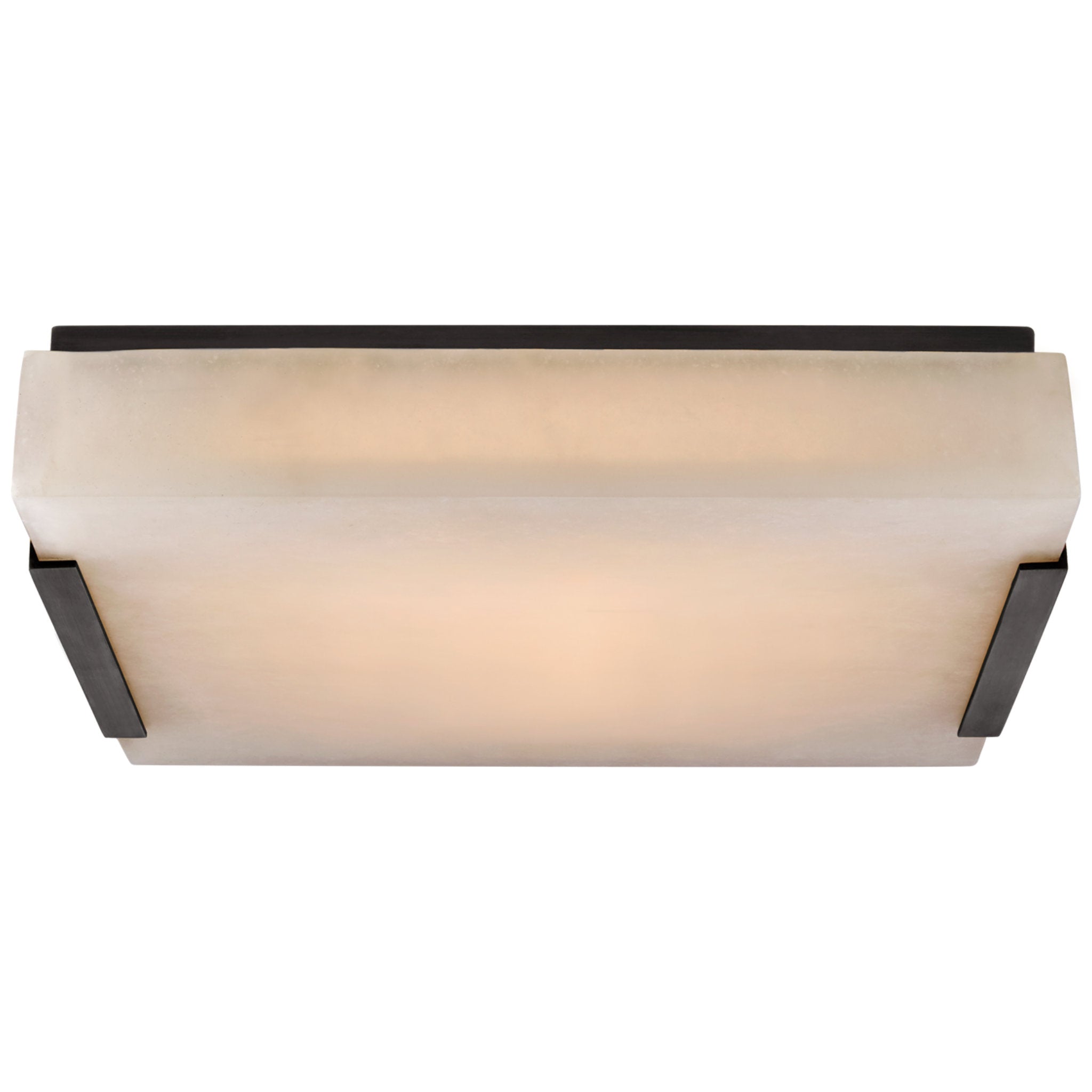 Kelly Wearstler Covet Medium Flush Mount in Bronze with Alabaster Ceiling Light W14.25" x H2.75"