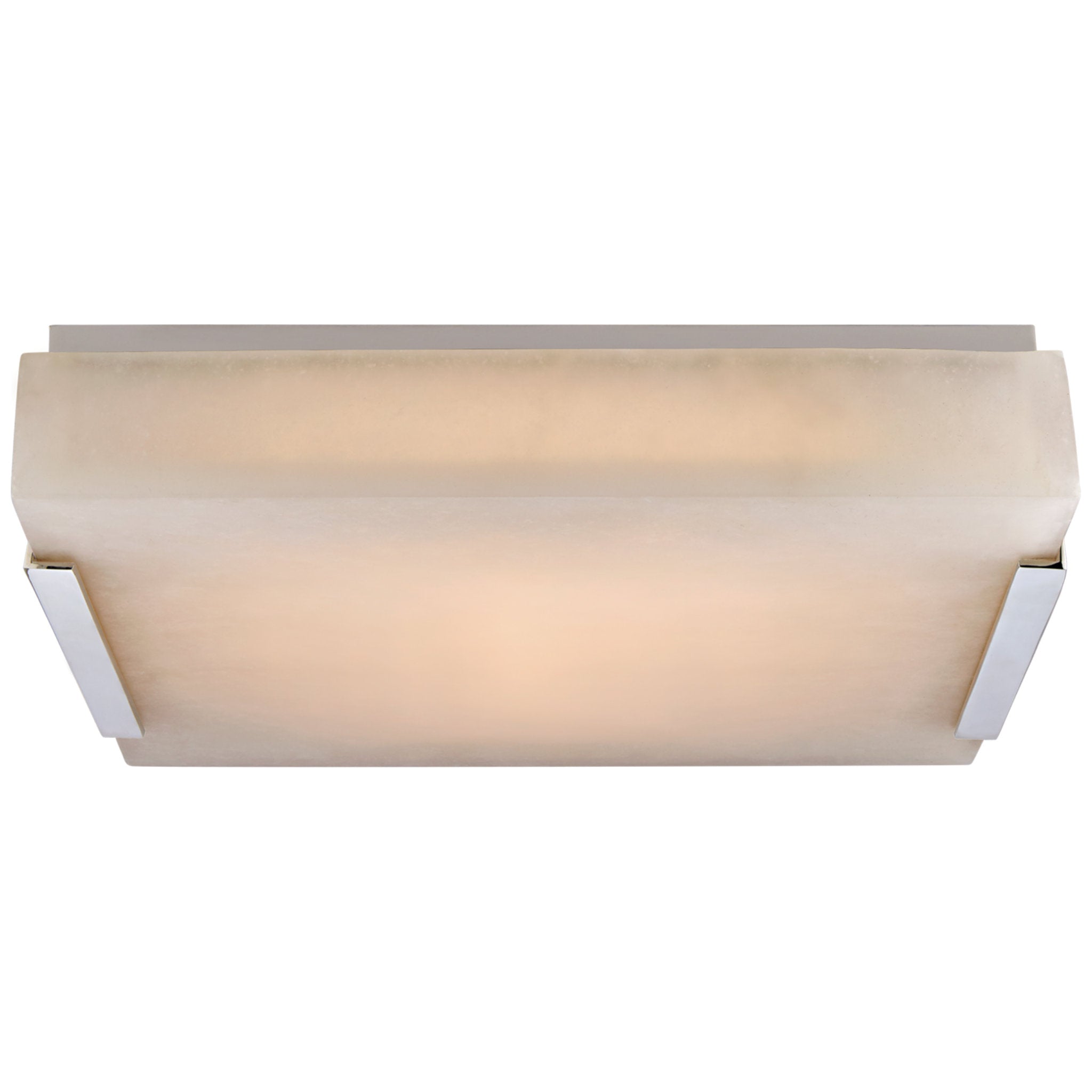 Kelly Wearstler Covet Medium Flush Mount in Polished Nickel with Alabaster Ceiling Light W14.25" x H2.75"