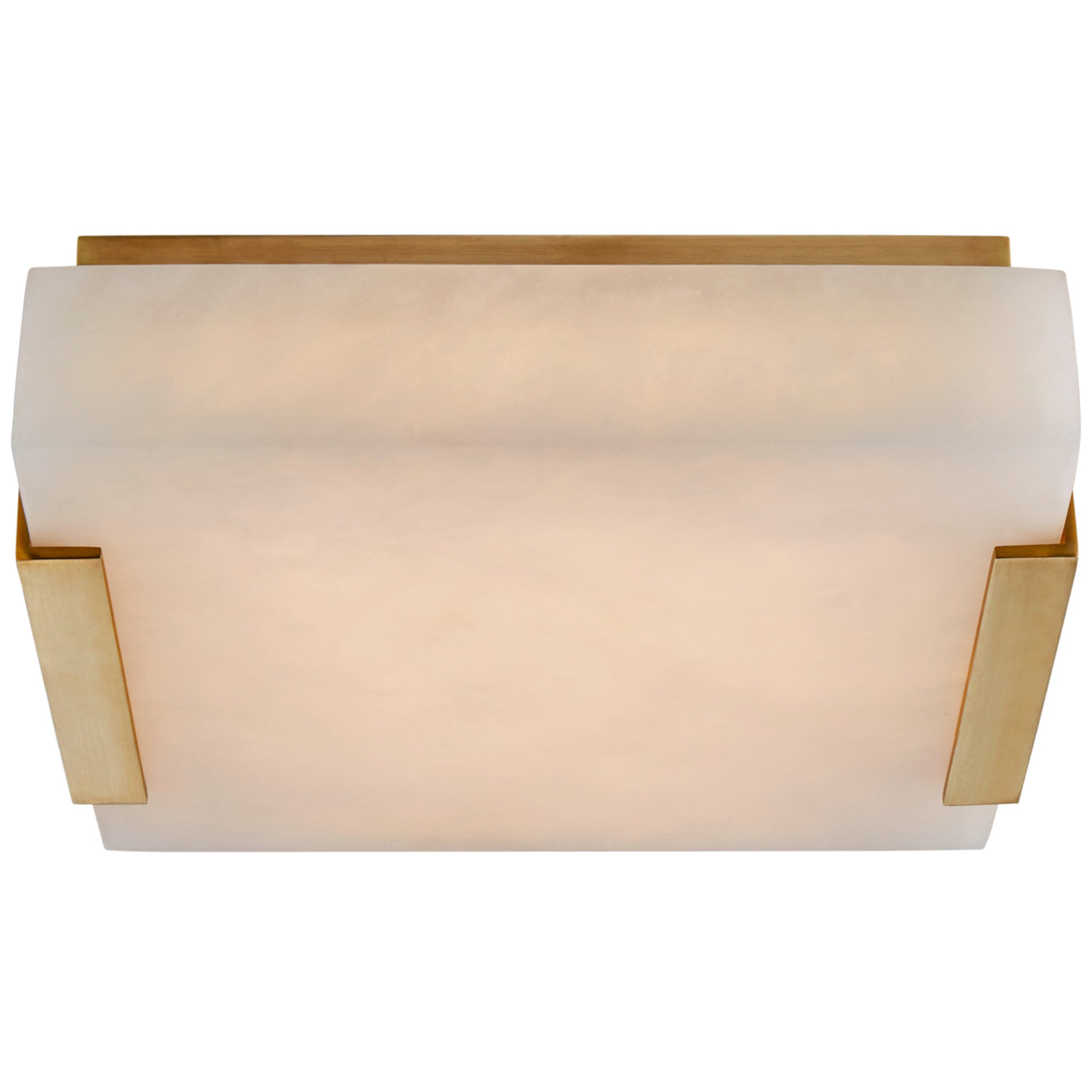 Kelly Wearstler Covet Small Flush Mount in Antique-Burnished Brass with Alabaster Ceiling Light W8.25" x H2.25"